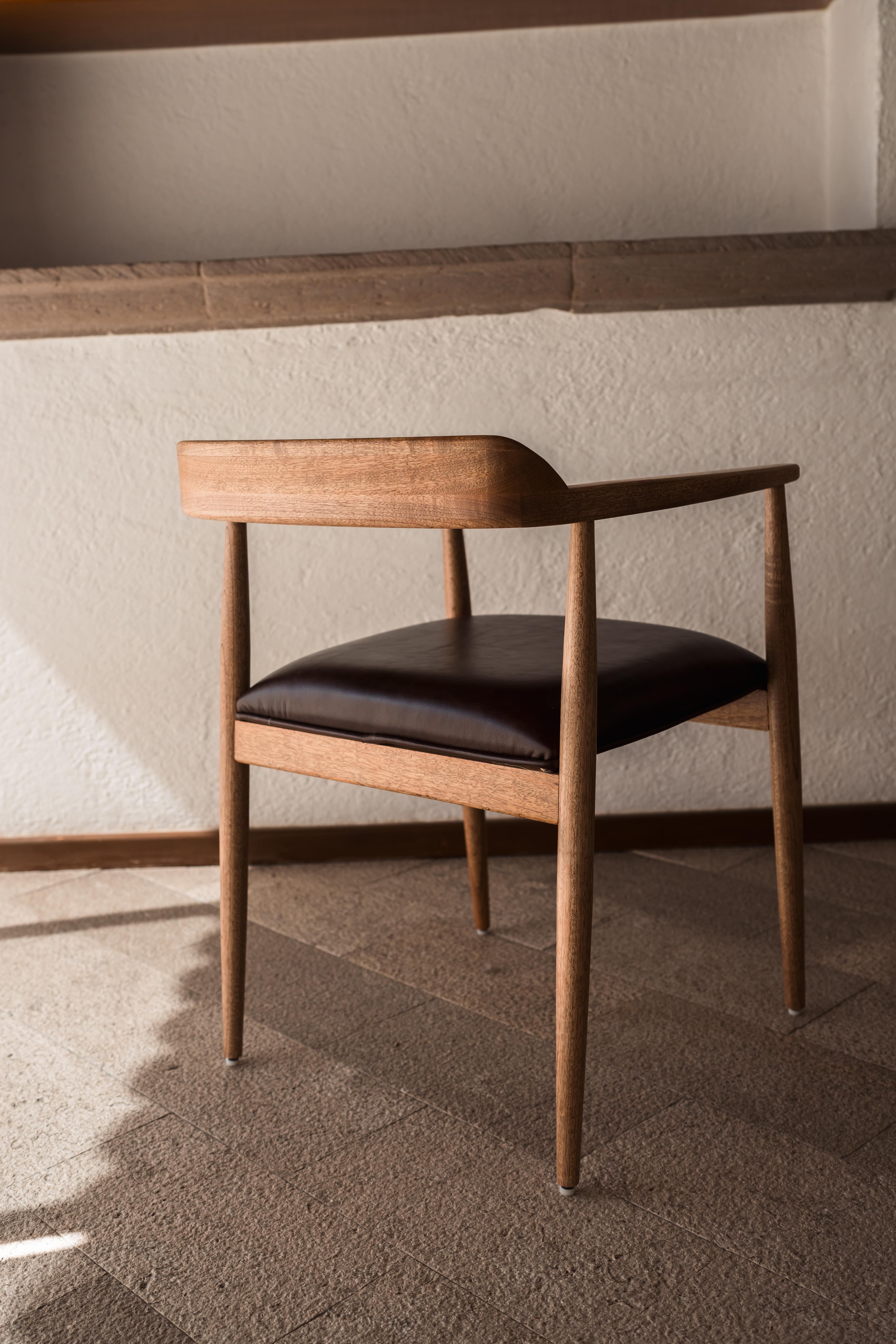 Hand-Crafted Mexican Handcrafted Tzalam Wood Armchair Design and Ancestral Craftsmanship For Sale