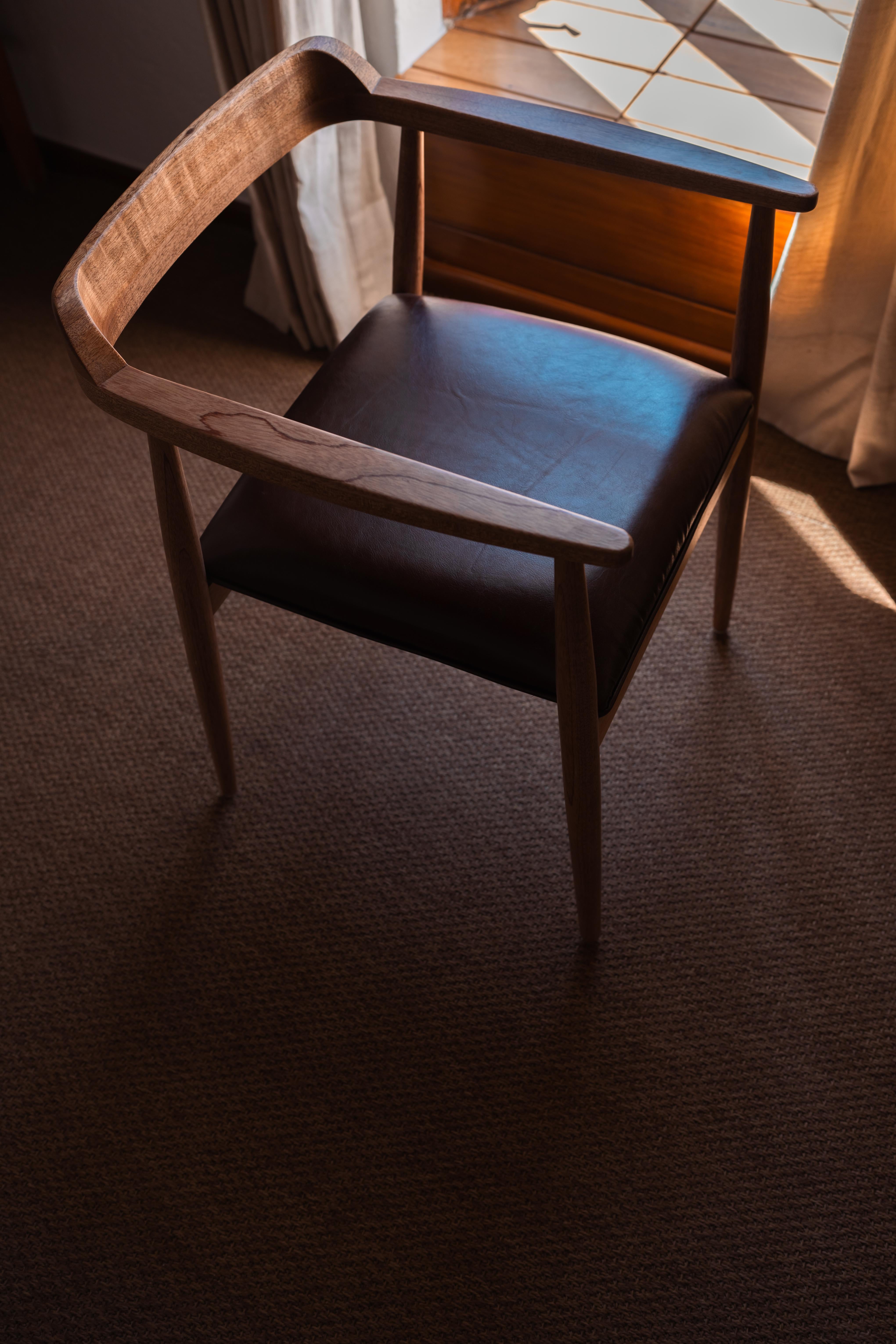 Mexican Handcrafted Tzalam Wood Armchair Design and Ancestral Craftsmanship For Sale 1