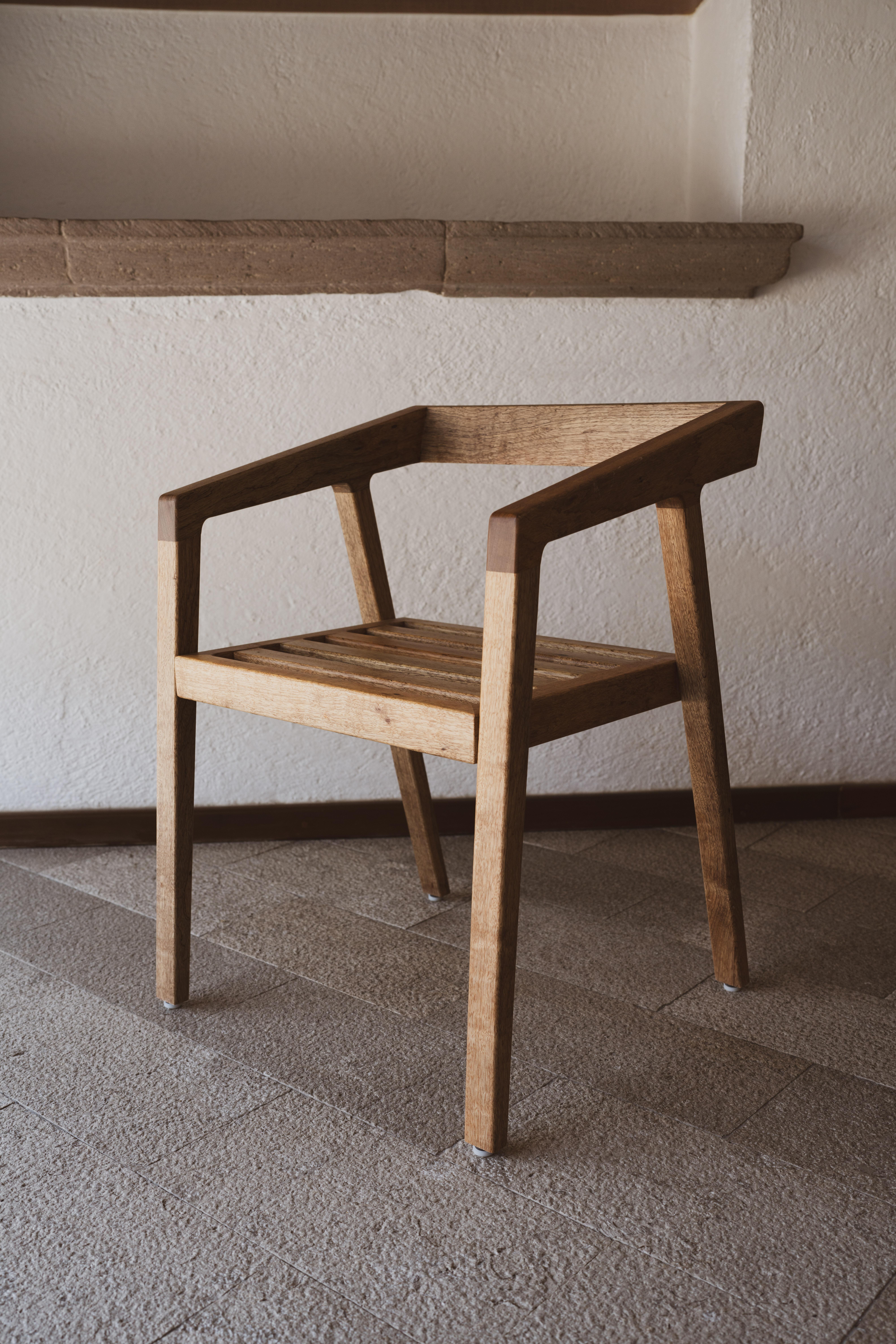 Mexican Handcrafted Tzalam Wood Armchair Outdoor Ancestral Craftsmanship For Sale 3
