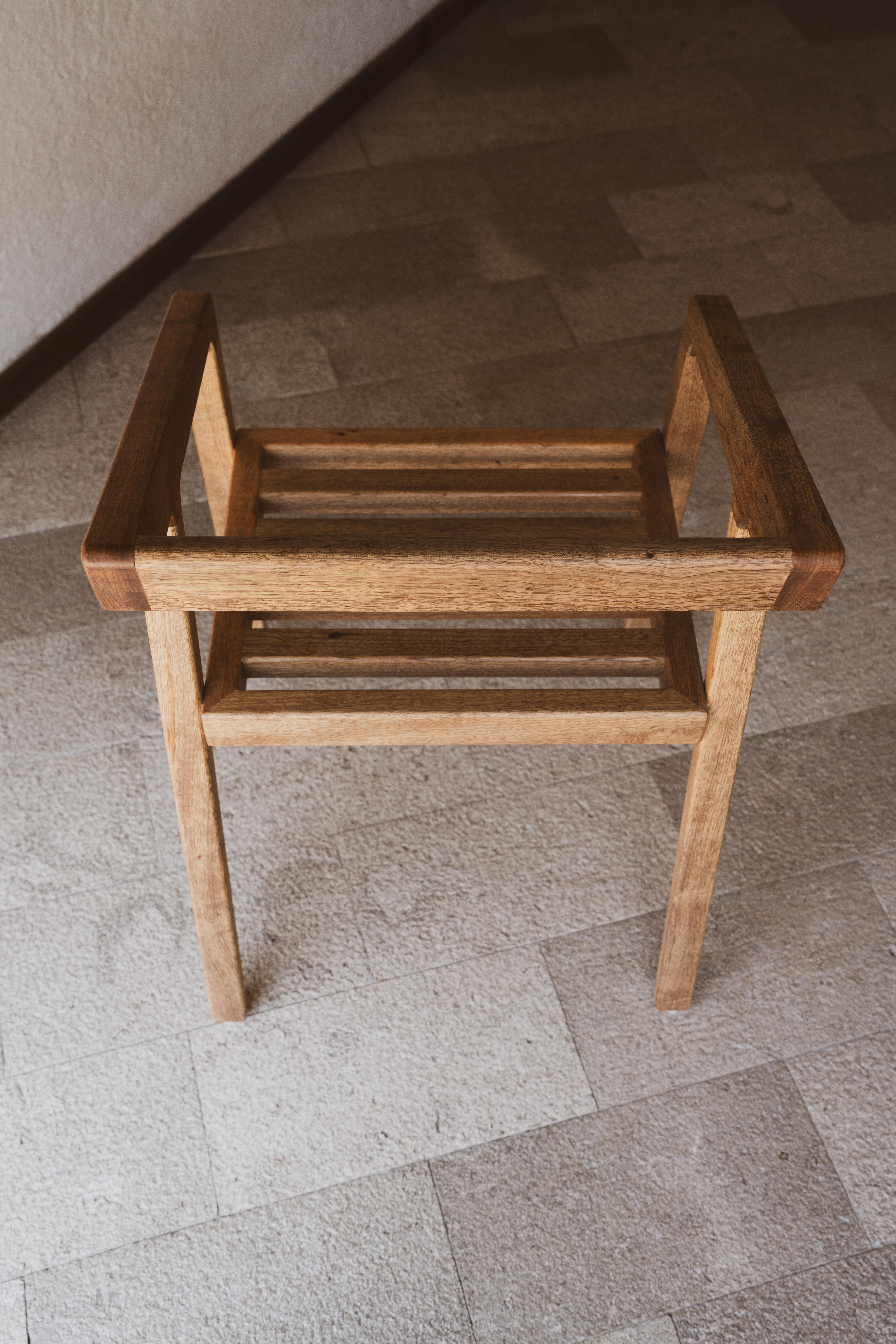 Mexican Handcrafted Tzalam Wood Armchair Outdoor Ancestral Craftsmanship For Sale 2