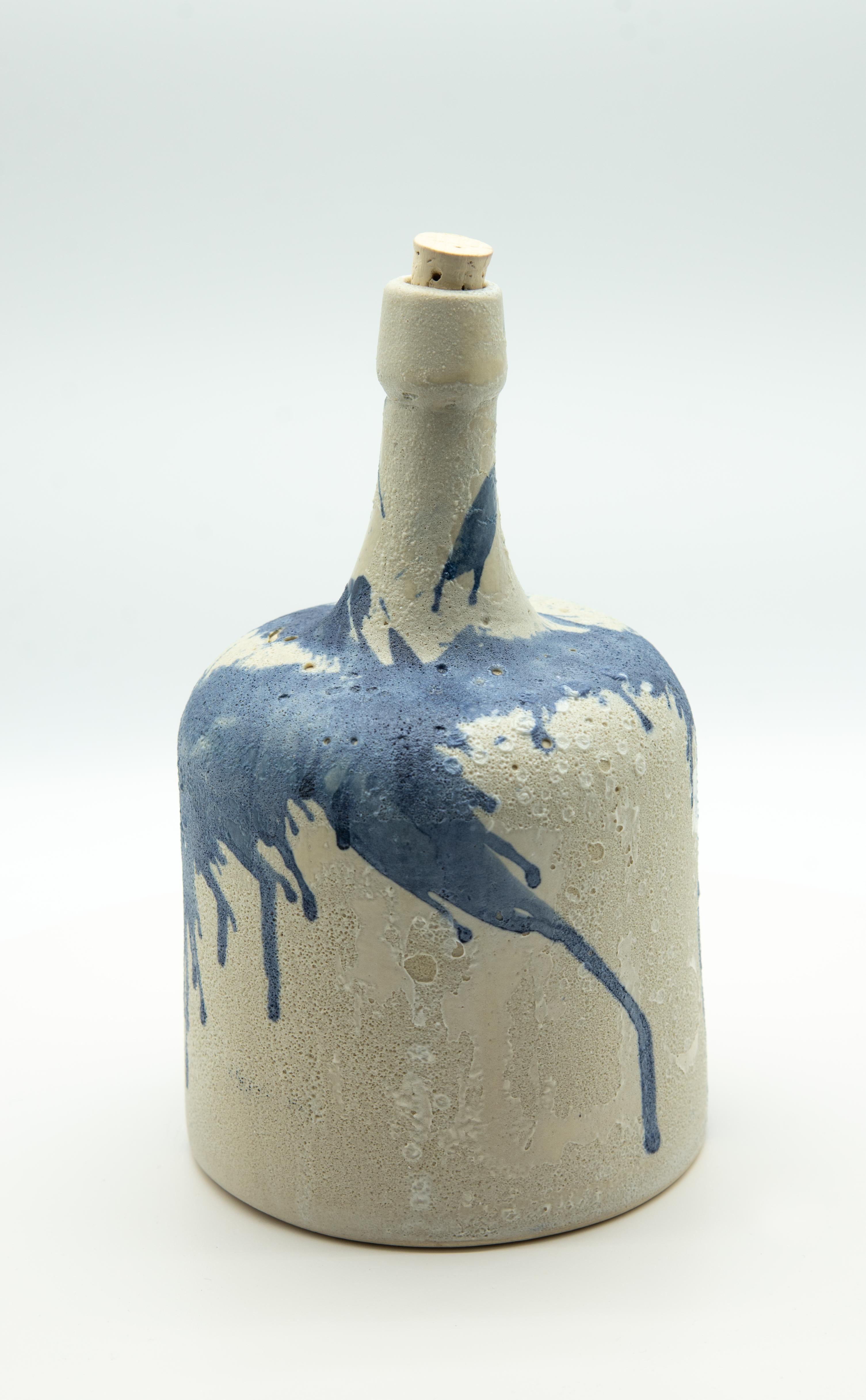 Mexikanisches handgefertigtes Mezcal-Gefäß, blau gebeizte Keramik, organische Moderne im Zustand „Neu“ im Angebot in Queretaro, Queretaro