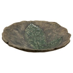 Mexican Handmade Plate Bowl Organic Modern Earth-Like Traditional Leaf Print