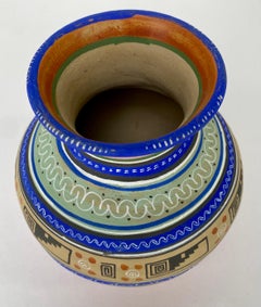 Mexican Handmade Pottery Multicolor Three -Legged Vase