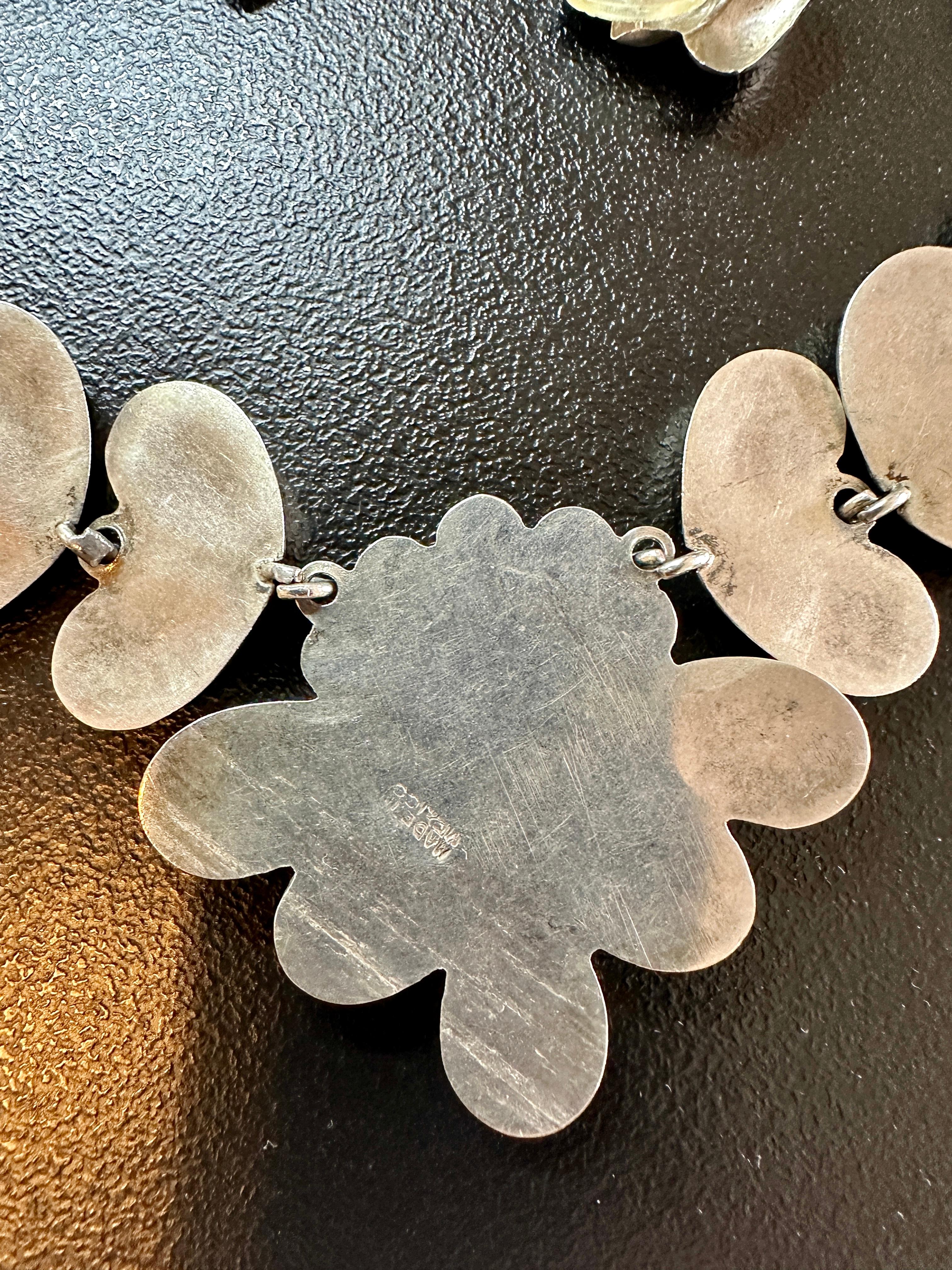 Collana Cuore Messicano Orecchini Suite Argento Mid Century Antiques in vendita 3