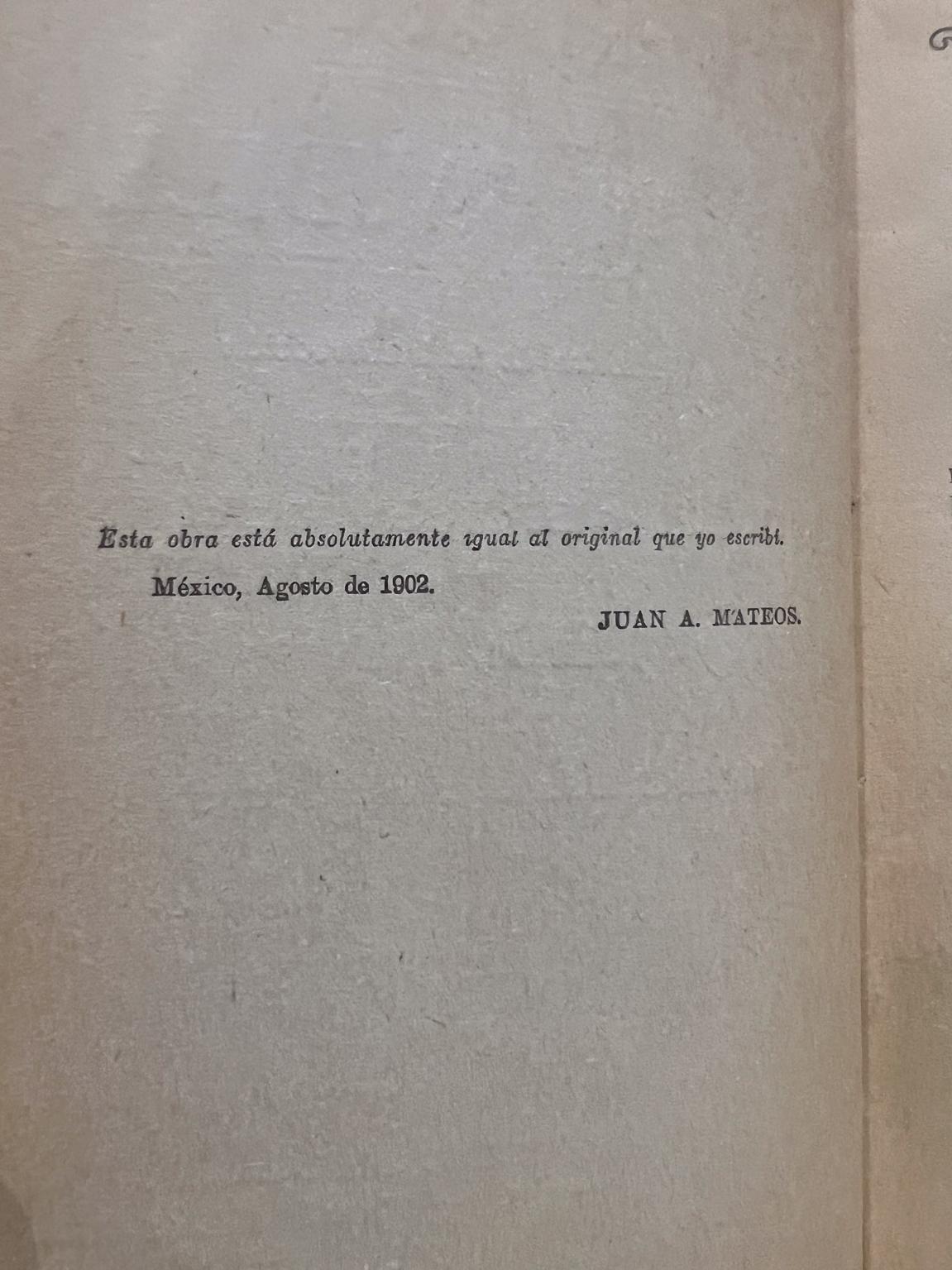 Libro storico messicano Juan A. Mateos Sacerdote e leader Sacerdote e caudillo in vendita 2