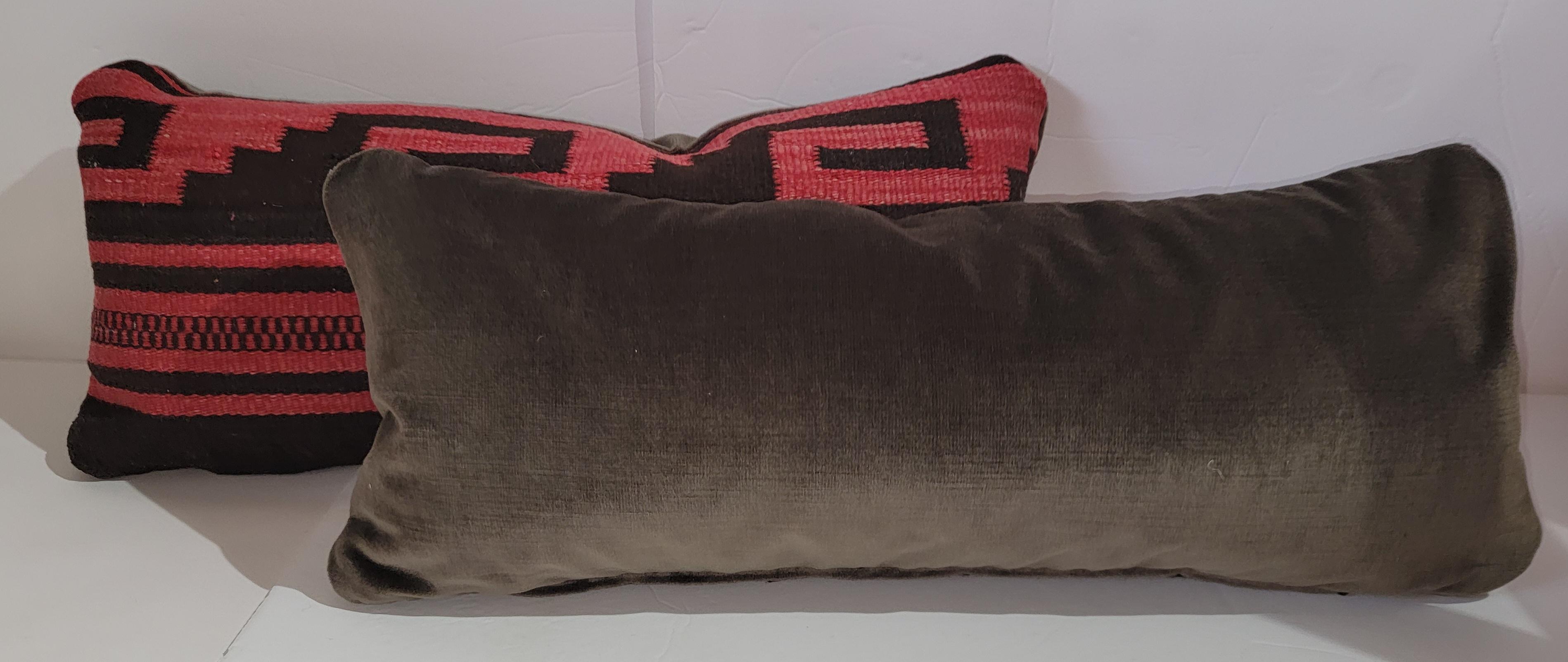 Adirondack Mexican Indian Weaving Bolster Pillows, Pair