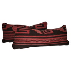 Vintage Mexican Indian Weaving Bolster Pillows, Pair