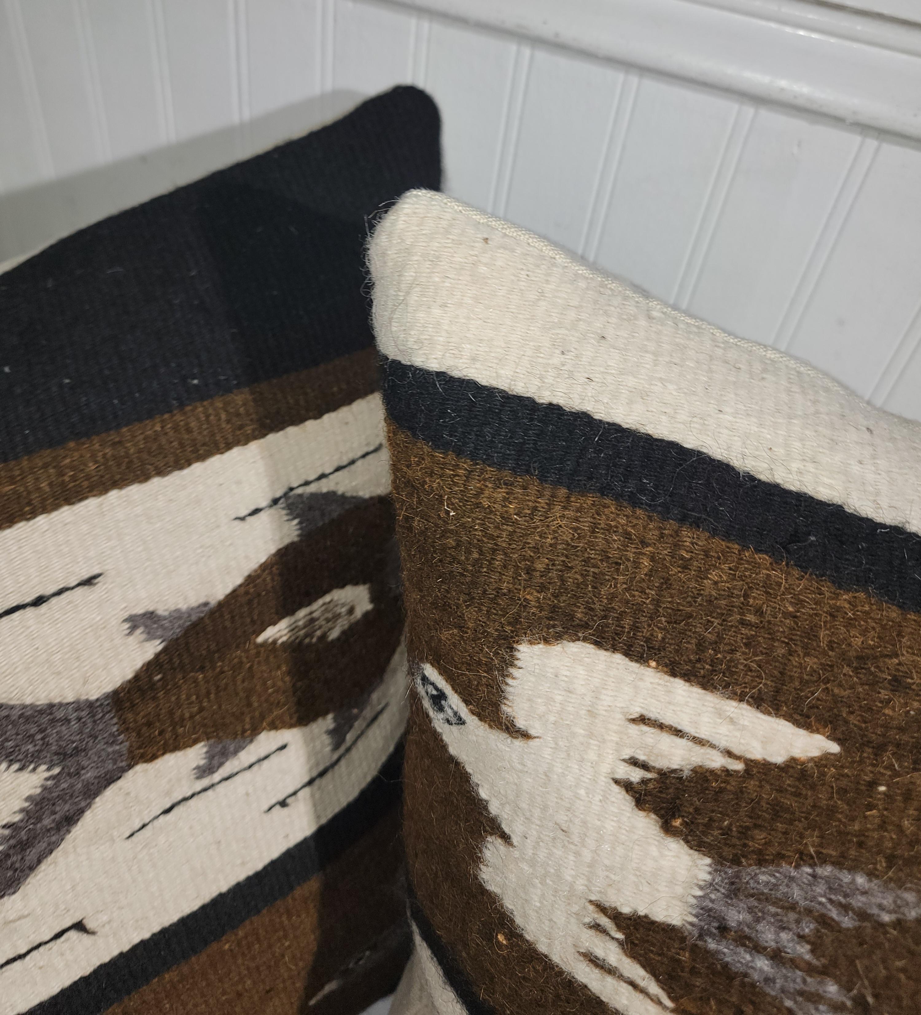 American Mexican Indian Weaving Pictorial  Pillows -Pair For Sale