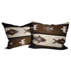 Antique Mexican Indian Weaving Pictorial  Pillows -Pair