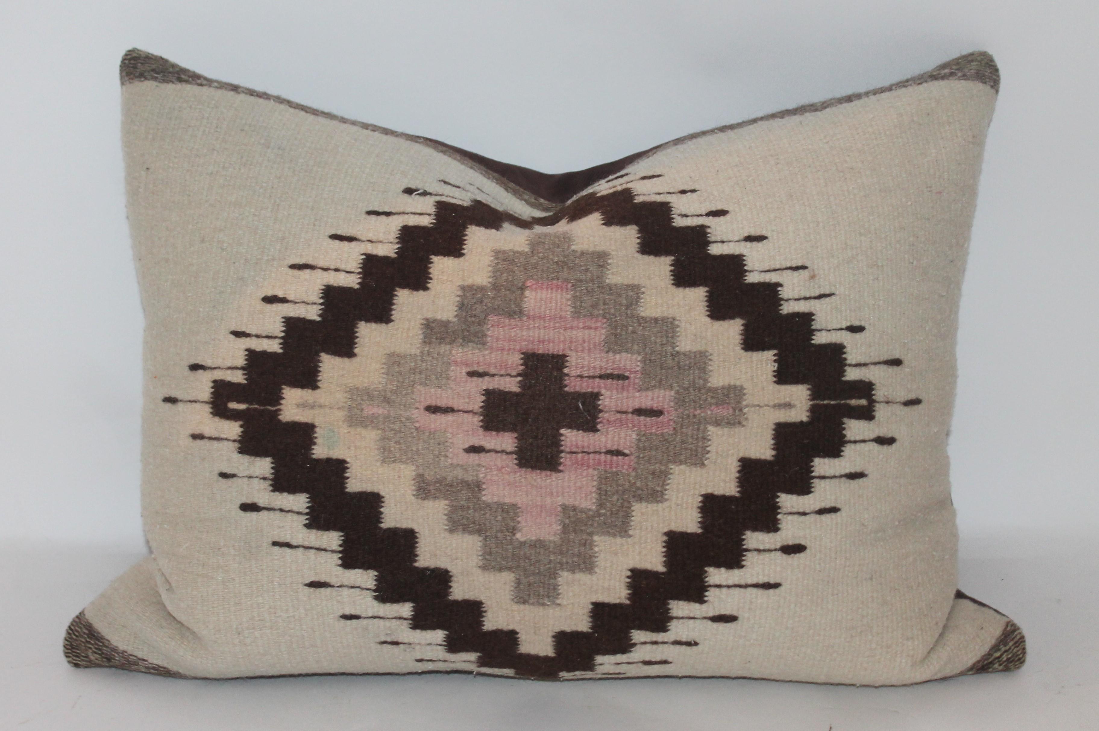 Set of three Indian weaving pillows made from a serape weaving. The condition are very good and were all made from the same weaving.