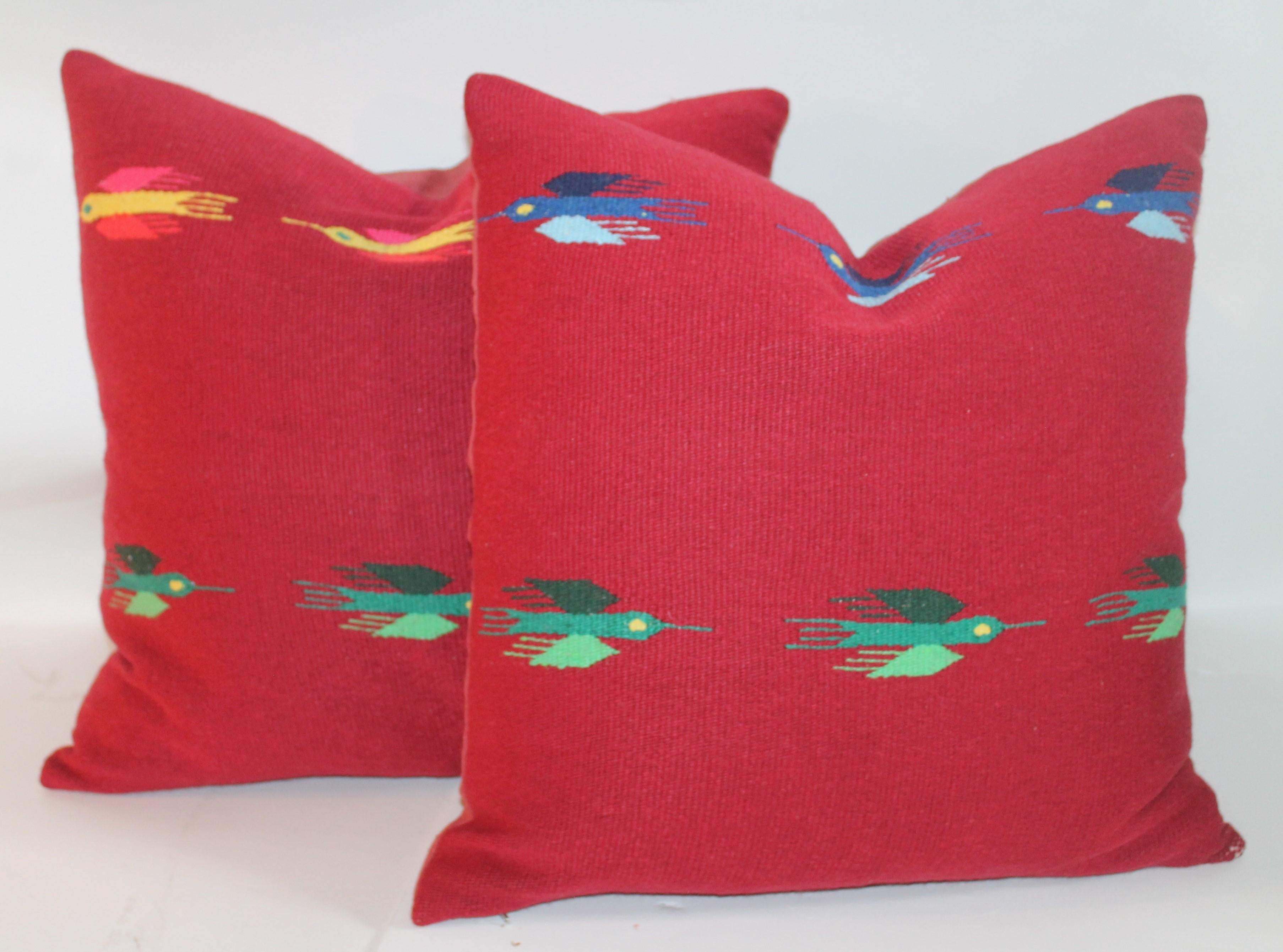 Hand-Crafted Mexican Indian Weaving Pillows, Pair