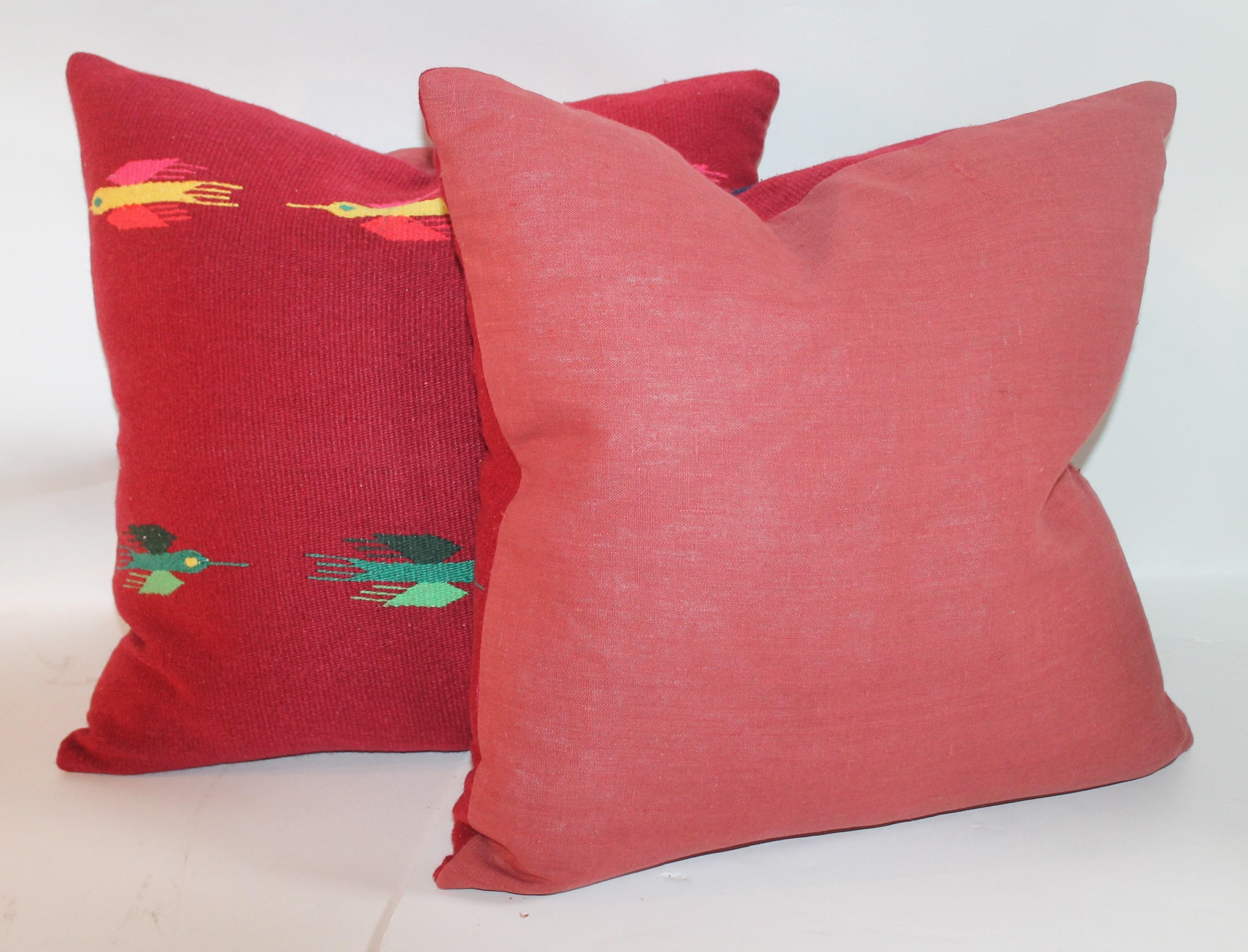 20th Century Mexican Indian Weaving Pillows, Pair