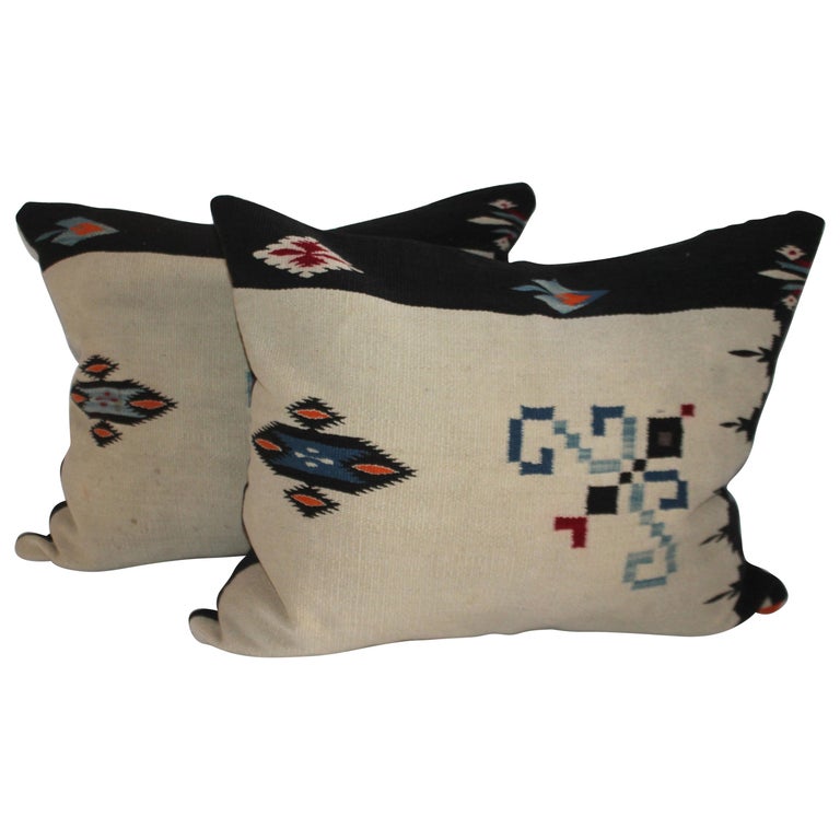 Mexican Indian Weaving Pillows, Pair For Sale