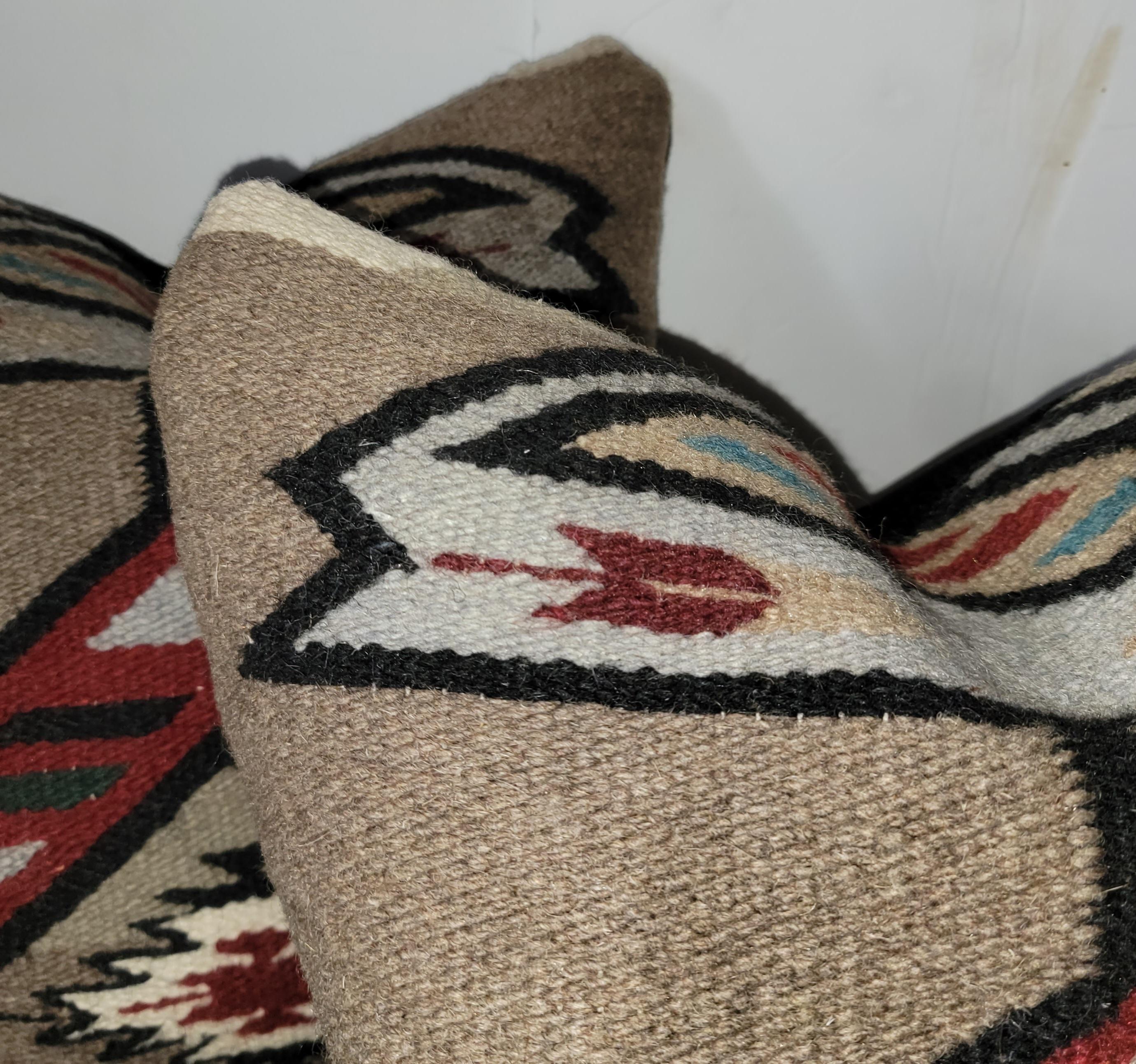 Navajo Mexican Indian Weaving Pillows with Arrows - Pair