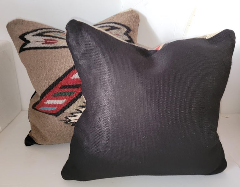 Hand-Woven Mexican Indian Weaving Pillows with Arrows - Pair