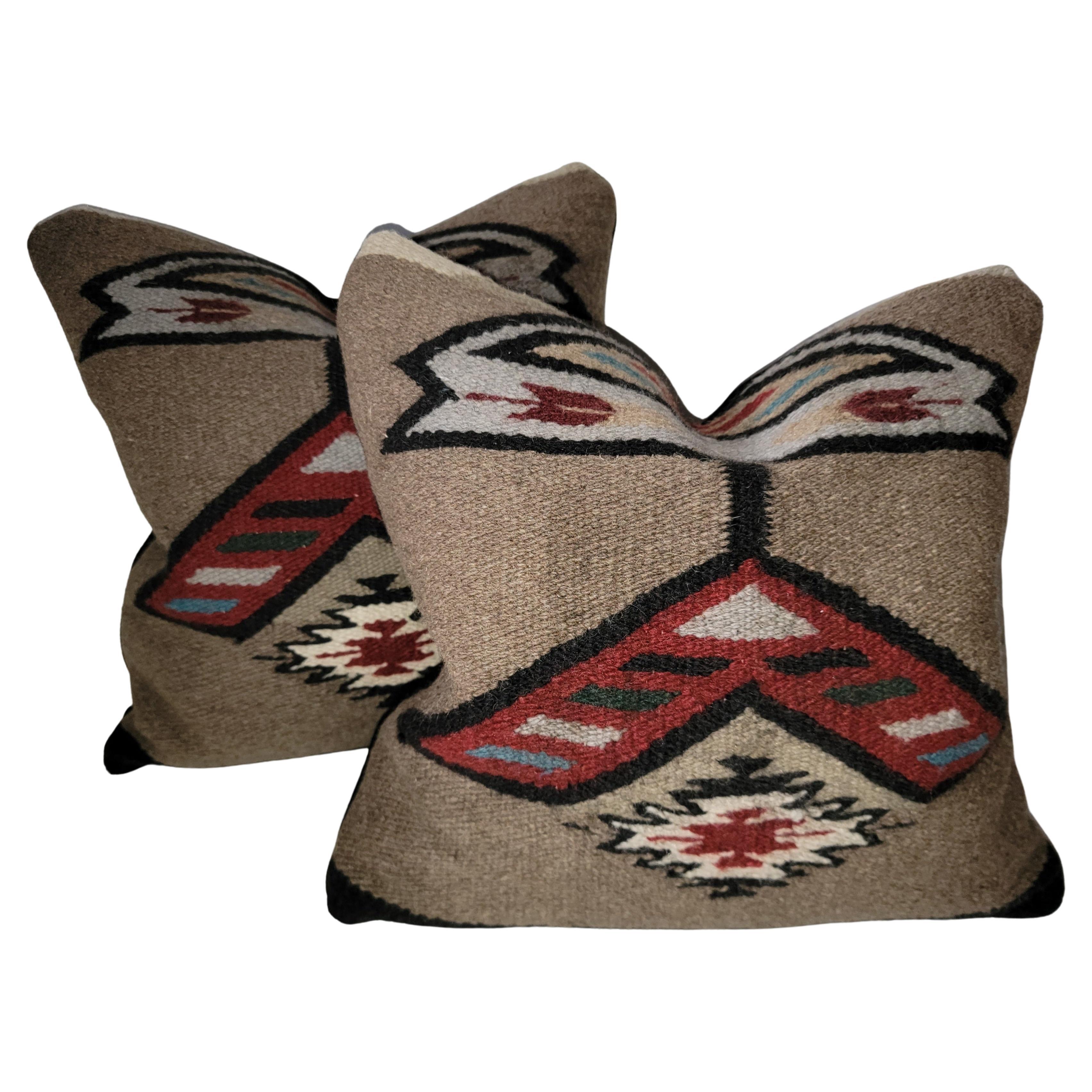 Mexican Indian Weaving Pillows with Arrows - Pair
