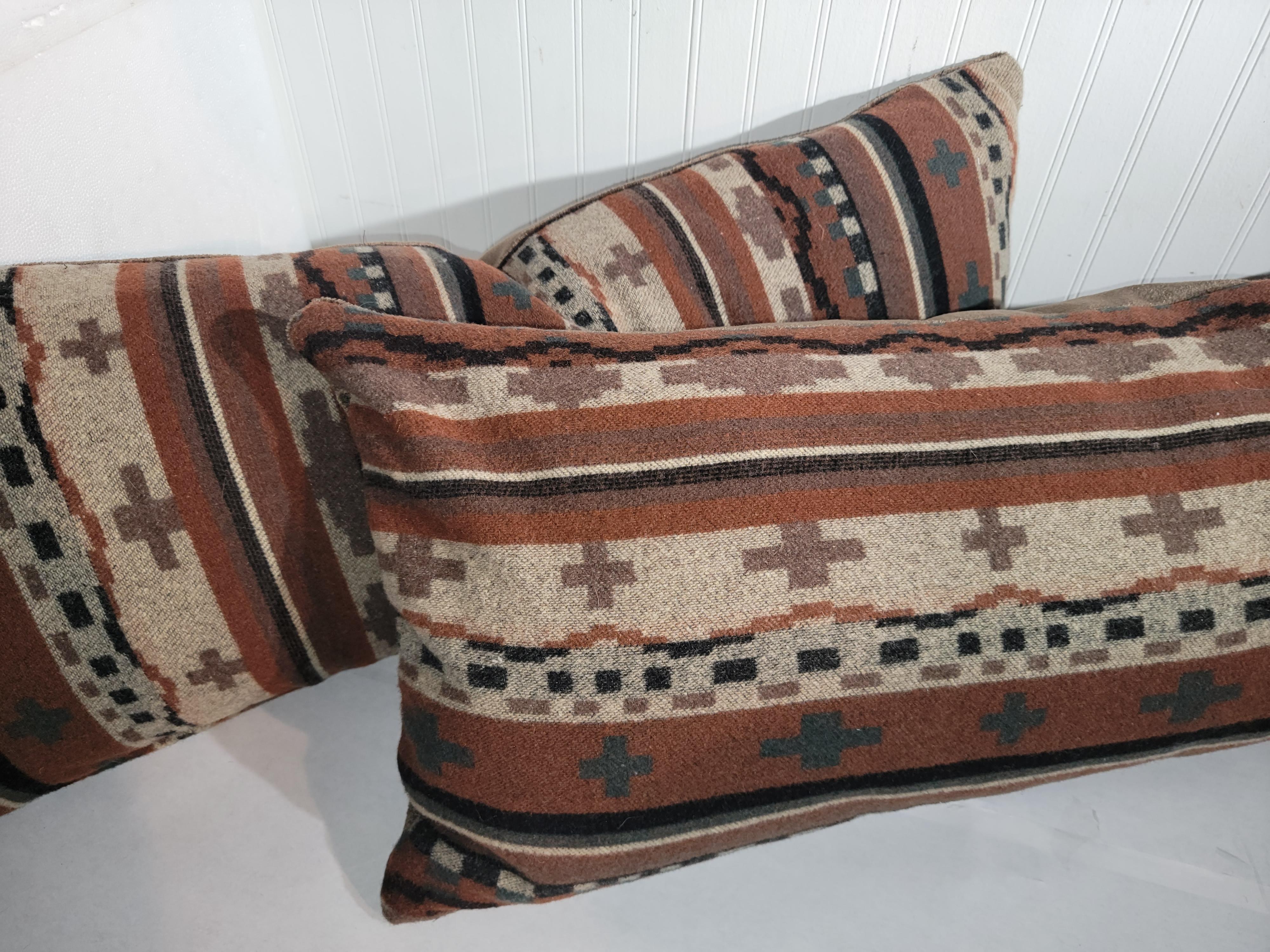 Adirondack Mexican Indian weaving pillows with Mohair backing For Sale