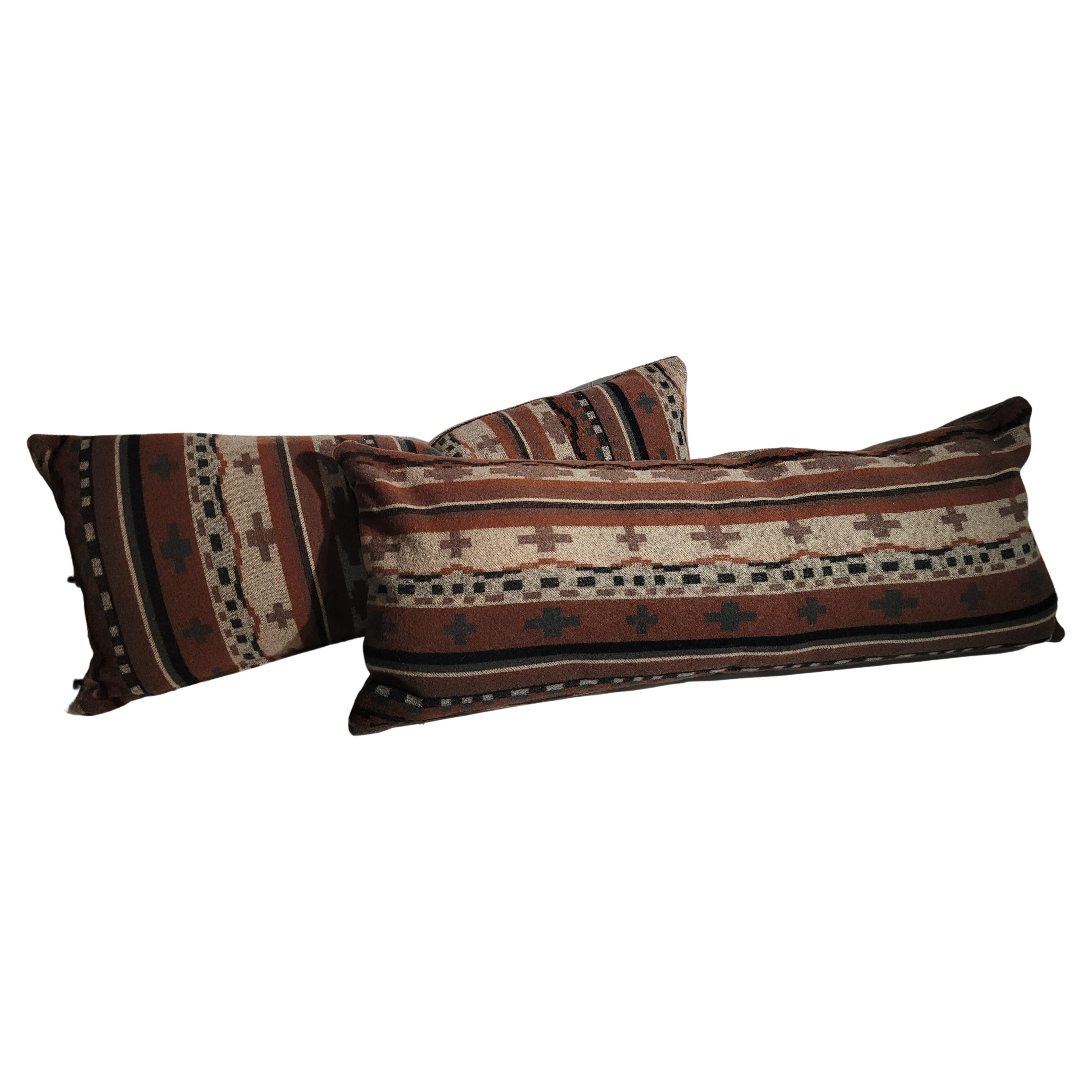 Mexican Indian weaving pillows with Mohair backing For Sale