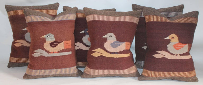 Folk Art Mexican Indian Weaving's Bird Pillows For Sale