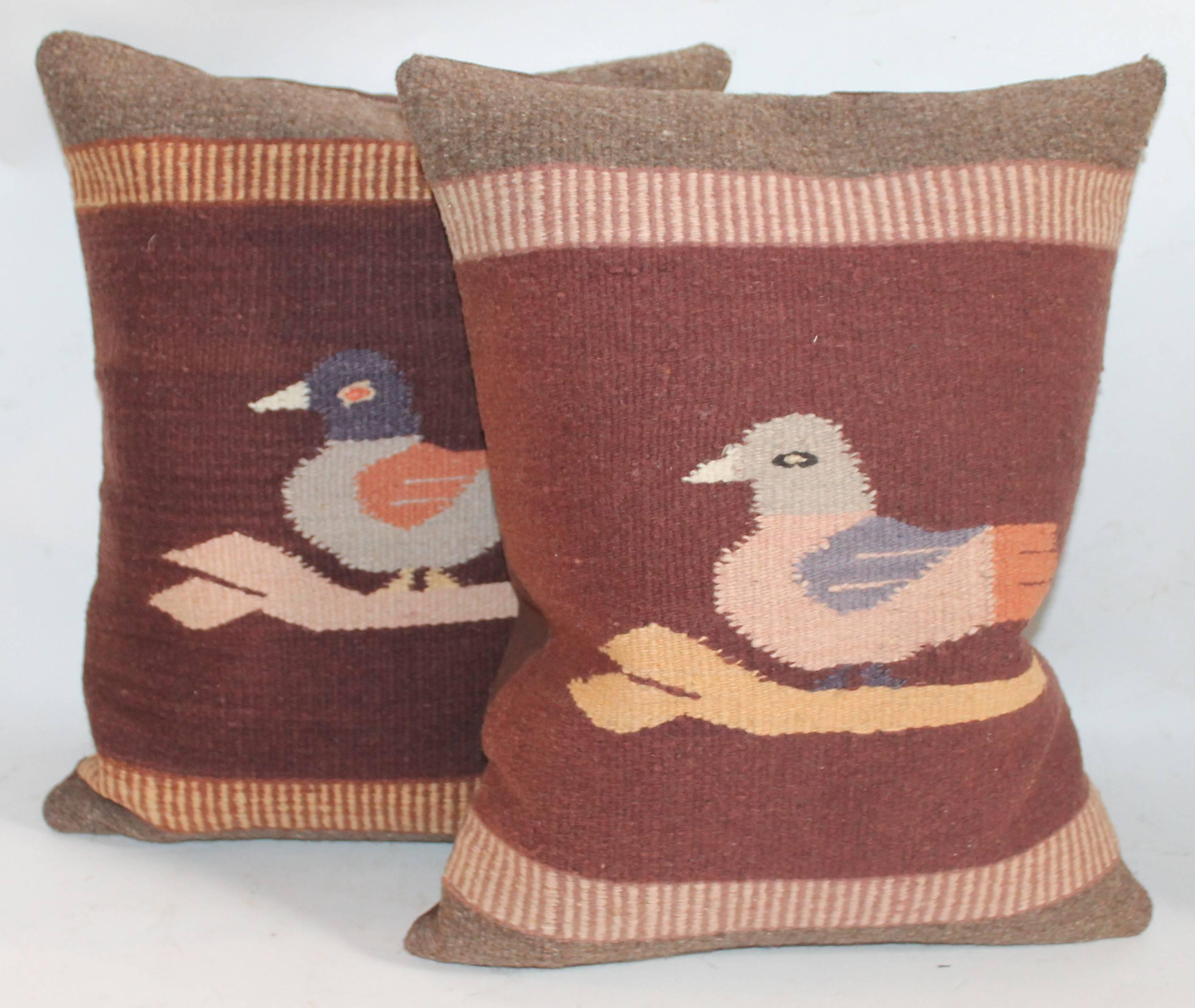 Hand-Woven Mexican Indian Weaving's Bird Pillows
