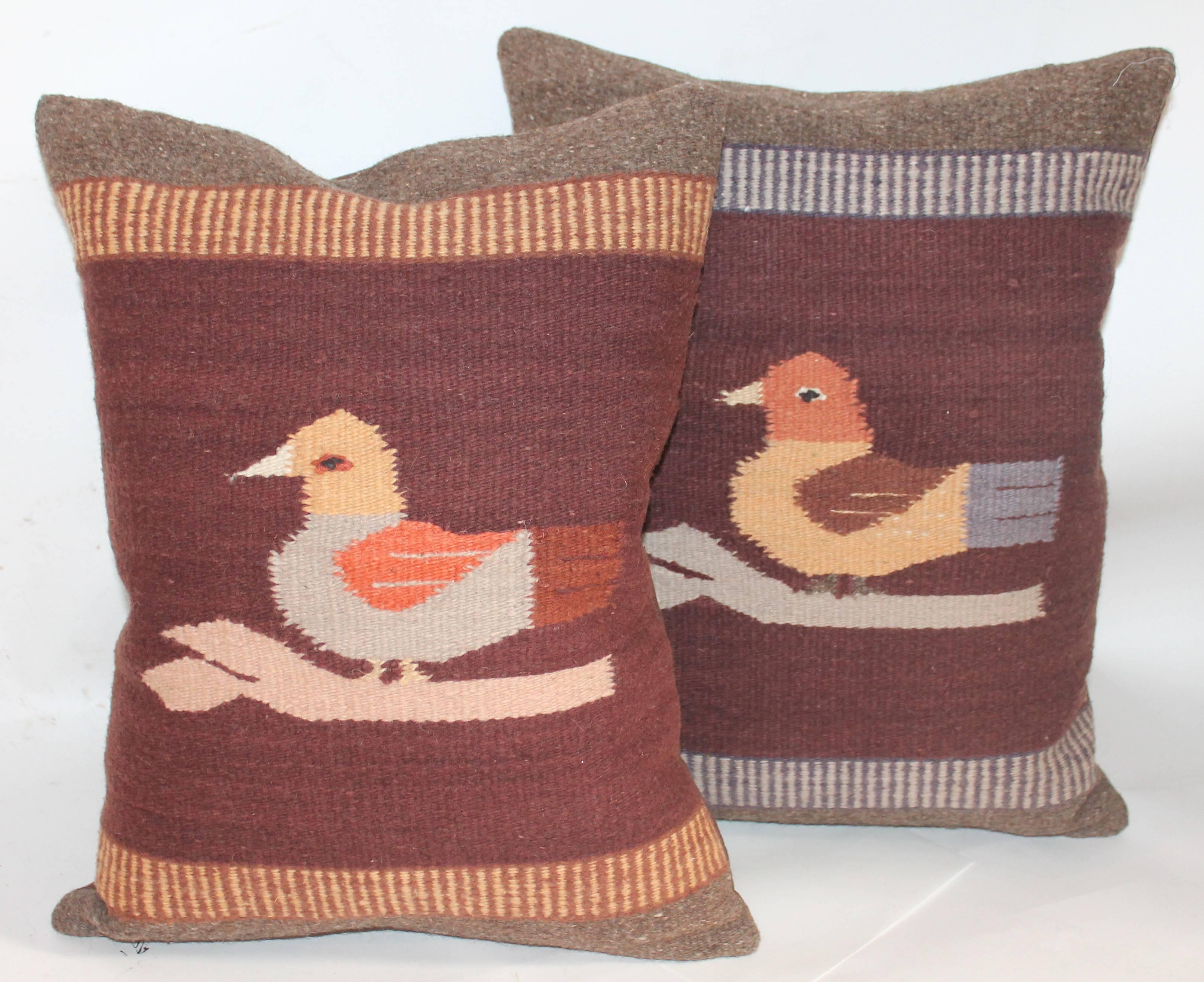 20th Century Mexican Indian Weaving's Bird Pillows
