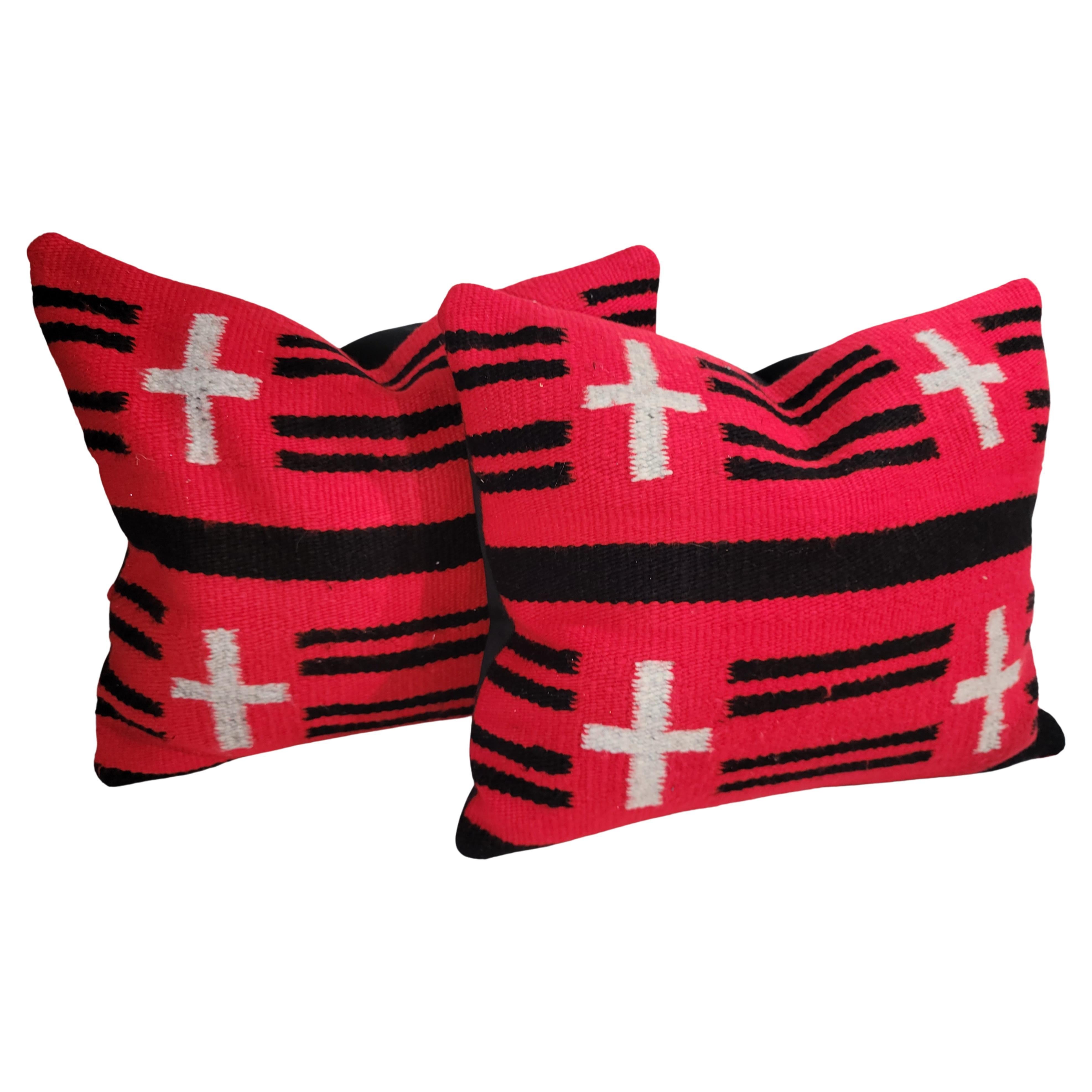 Mexican Indian Wool Cross Pattern Pillows For Sale