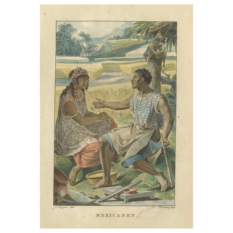Mexican Indigenous People – Antique Hand-Colored Ethnographic Print c.1805