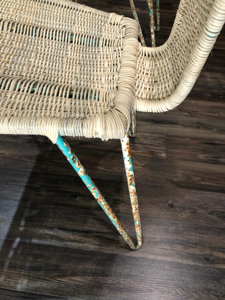 Mid-20th Century Mexican Iron and Caned Chair For Sale