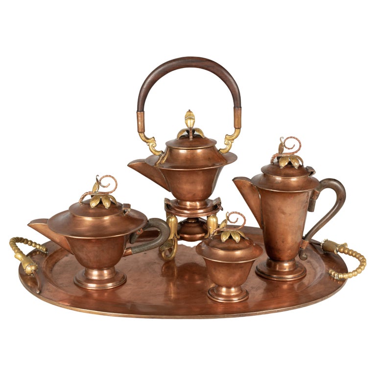Mexican J. Jimenez Copper Coffee and Tea Set For Sale at 1stDibs