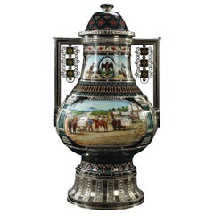 Mexican Jar, Ceramic and White Metal 
Alpaca
, Handmade