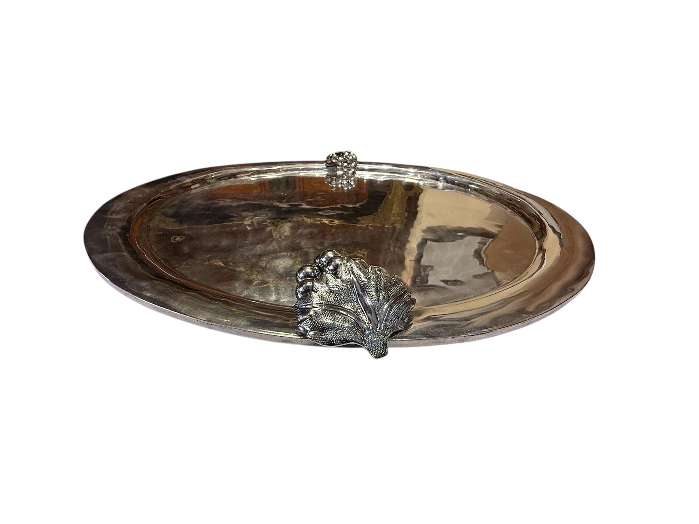 Polished Mexican Large Round Serving Tray For Sale