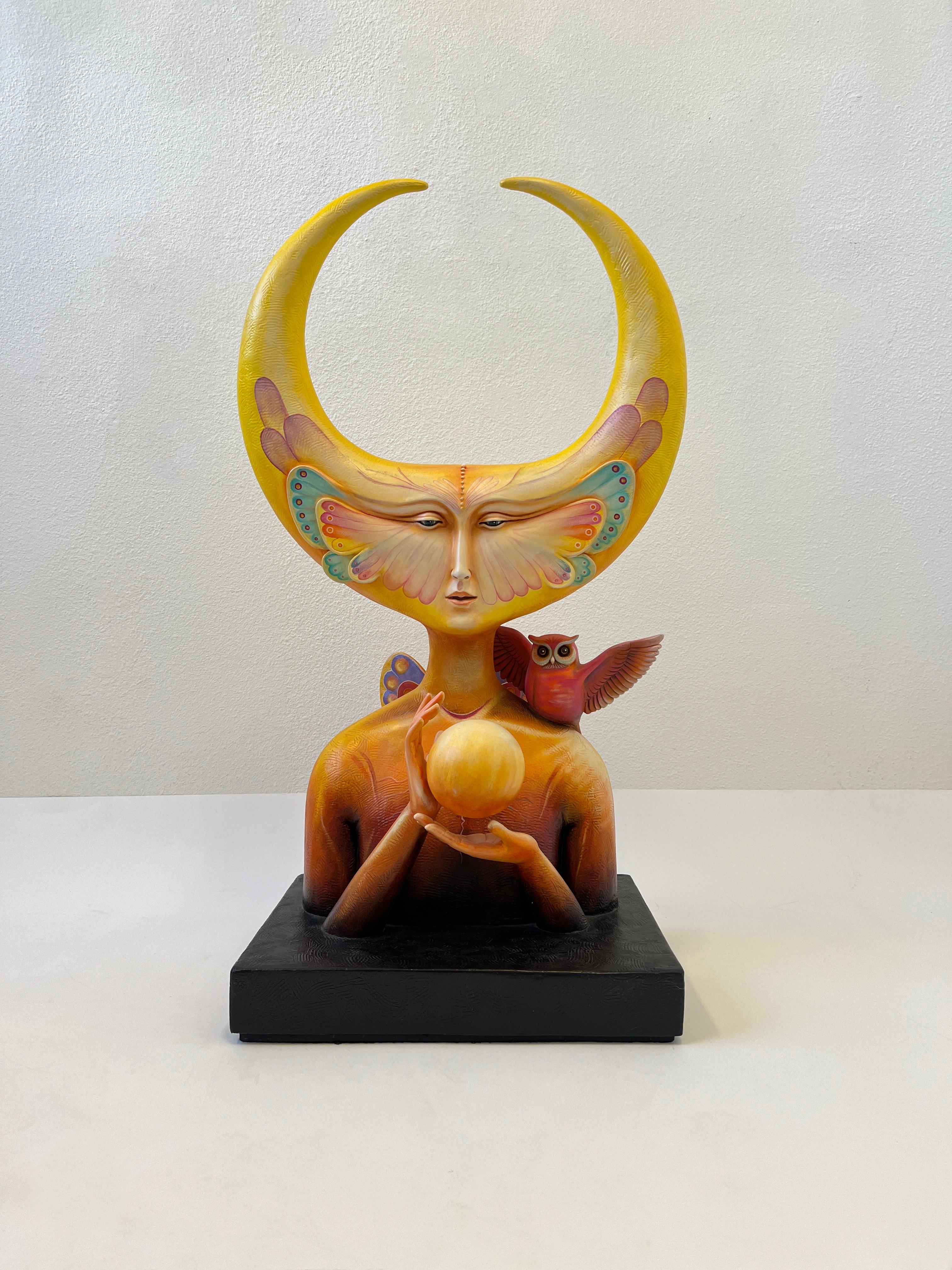 Late 20th Century Mexican Large Surreal ‘Intuition Bust’ Resin Sculpture by Sergio Bustamante