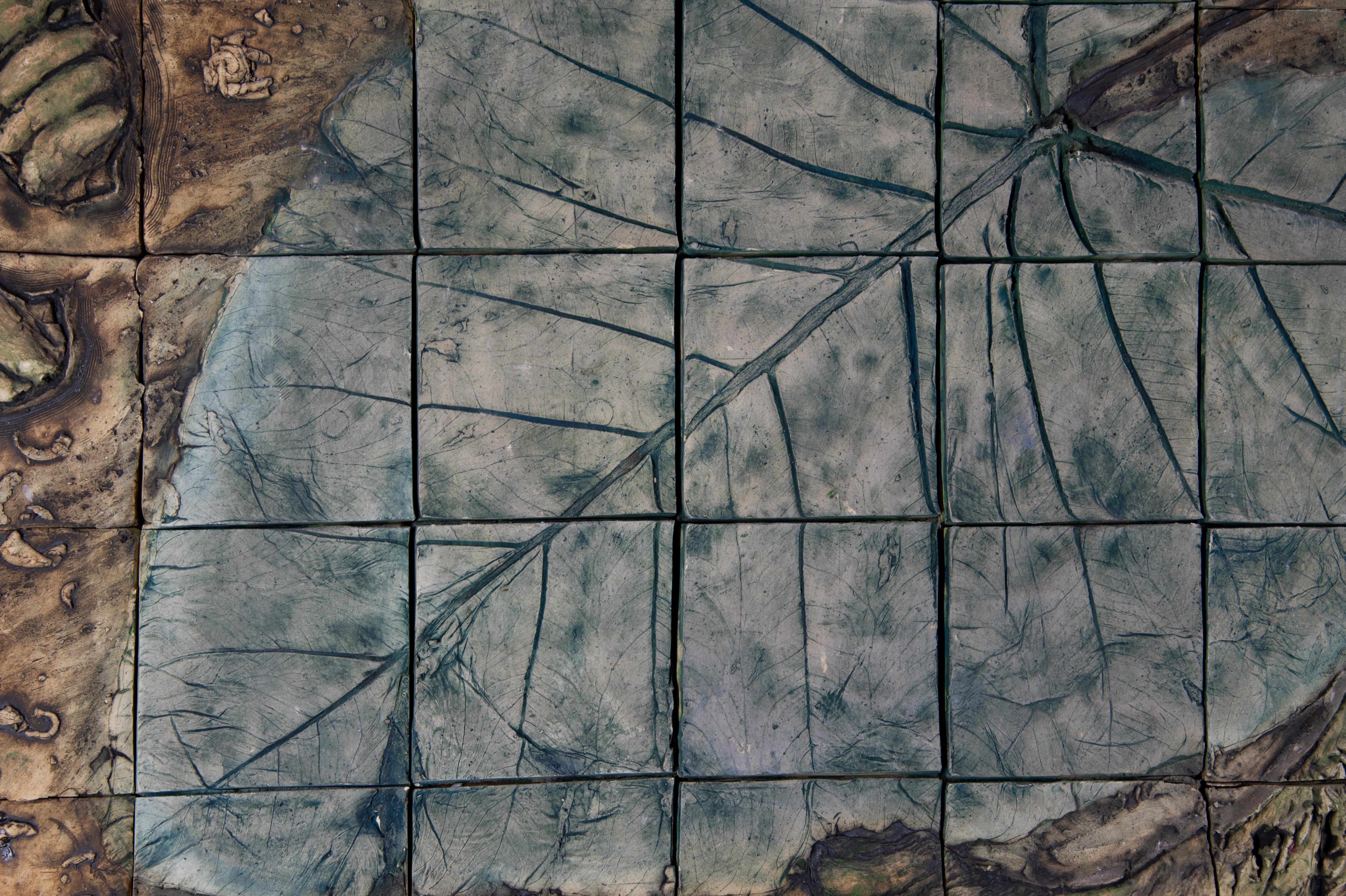 Mexikanisches Blatt- und Saat-Wandbehang Dekoration Puzzle-Wandteppich in Ton, organisch, rustikal (Organische Moderne) im Angebot