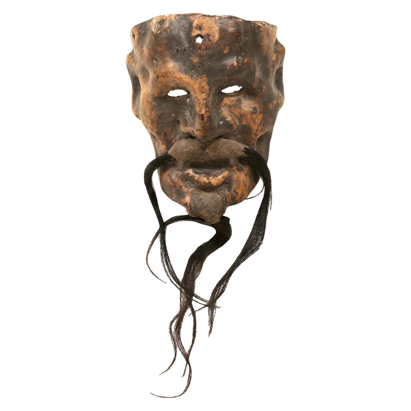 Leather Mask of Old Man/Sage, San Miguel de Allende, Mexico, Ca. 1930s