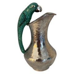 Mexikanischer Papagei-Handgriff im Los Castillo-Stil und Silberkrug