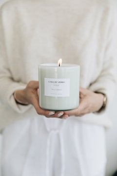 Mexican Made White Glass Blown Soy Wax Candle