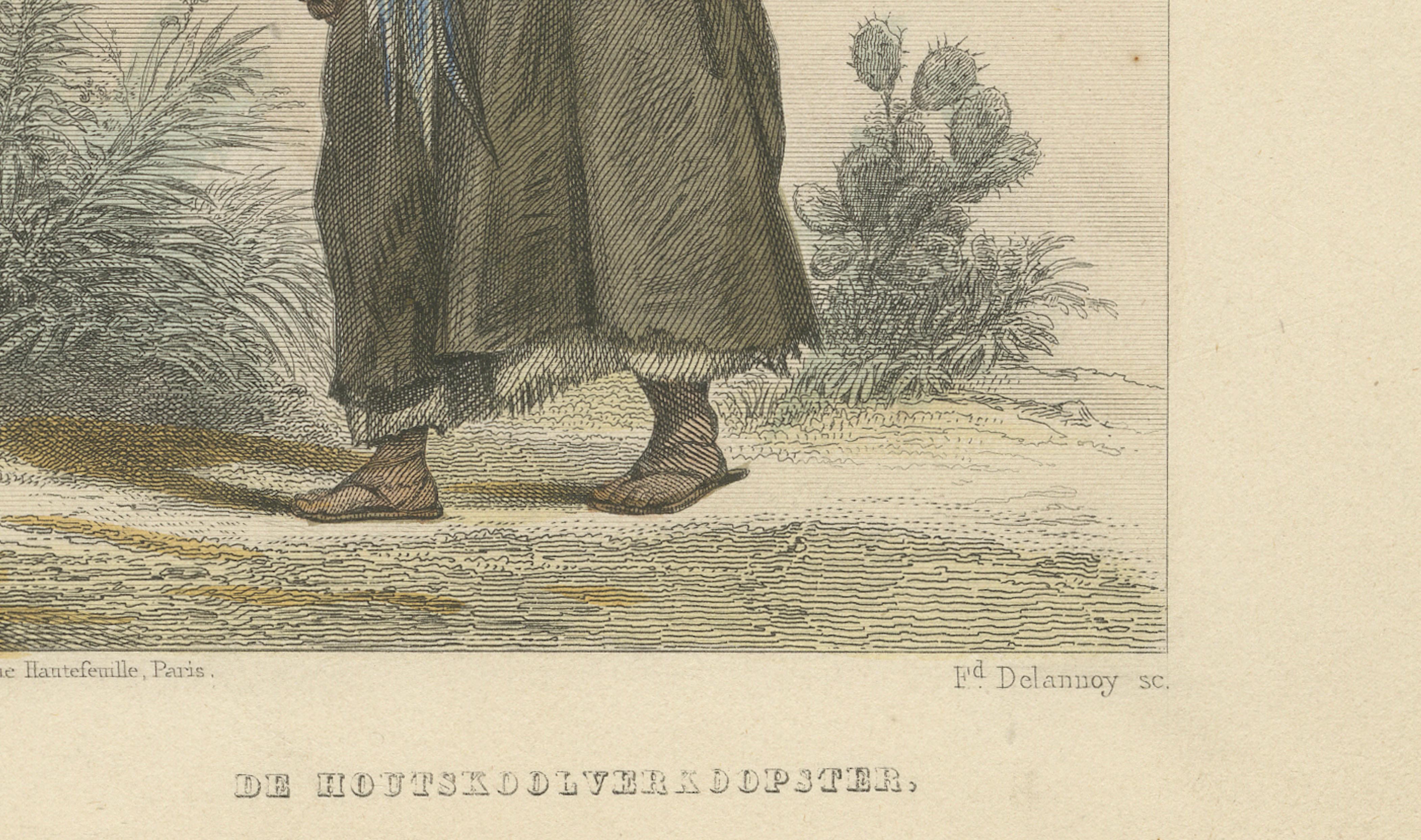 Mexican Market Indian and Firewood Seller, Hand-Colored Costume Print, 1865