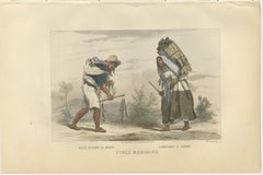 Mexican Market Vendor and Charcoal Seller – Hand-Colored Engraving, 1867