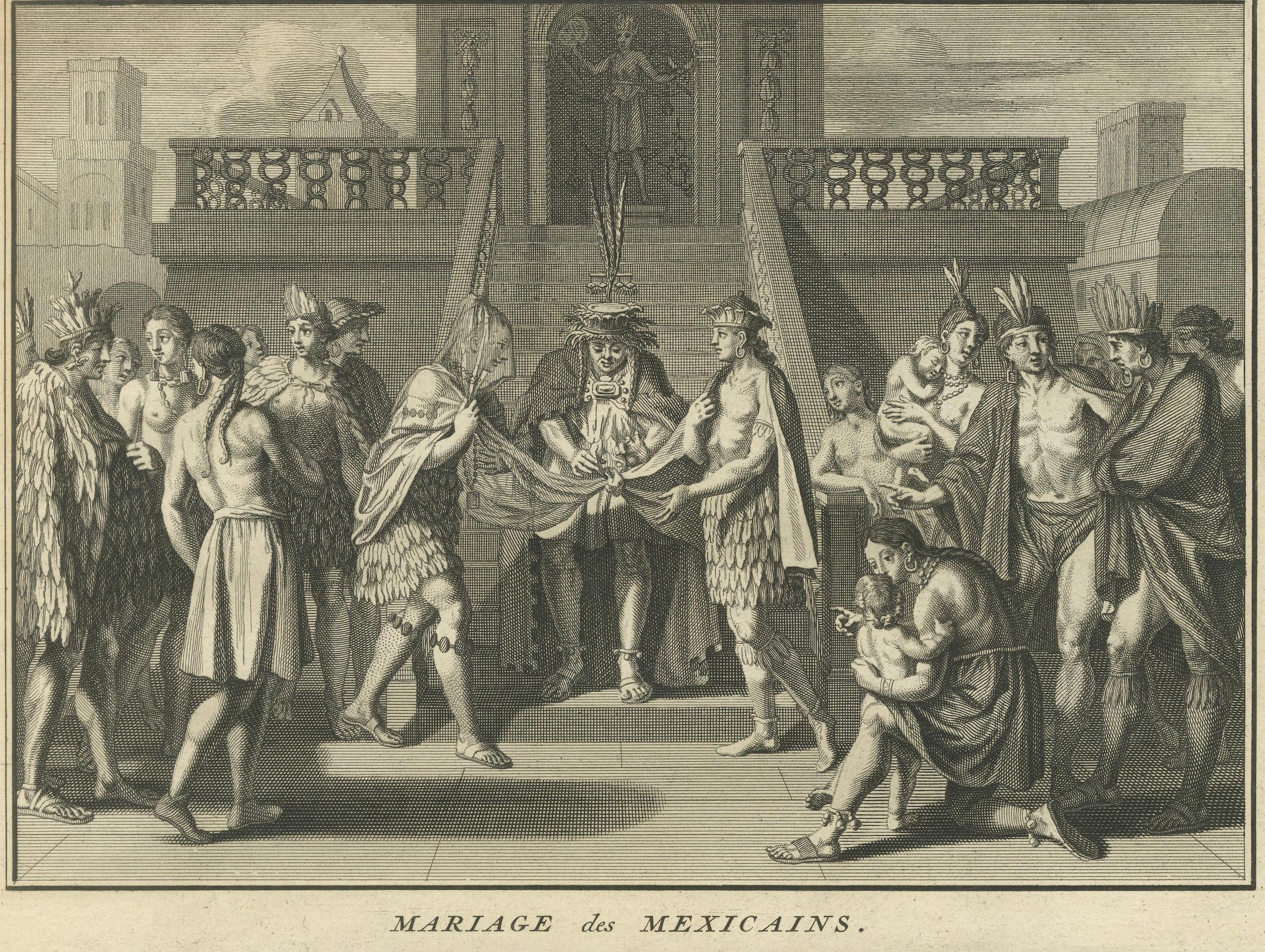 Ceremonias mexicanas de matrimonio e infancia imaginadas en el siglo XVIII, 1734 Grabado en venta