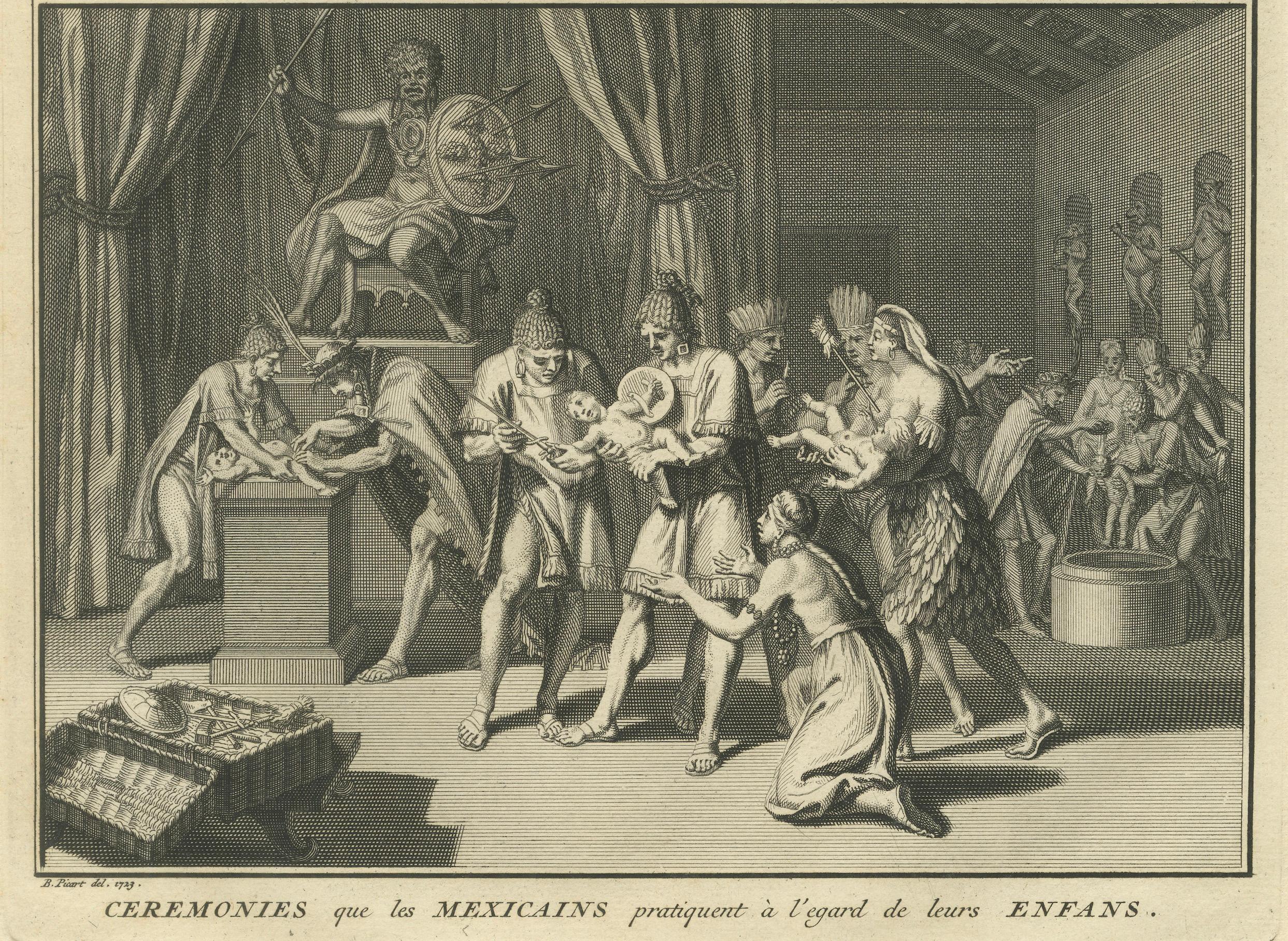 Ceremonias mexicanas de matrimonio e infancia imaginadas en el siglo XVIII, 1734 en Bueno estado para la venta en Langweer, NL