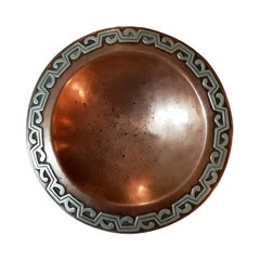 Retro Mexican MCM Copper with Sterling Silver Overlay Plate by Victoria, Taxco