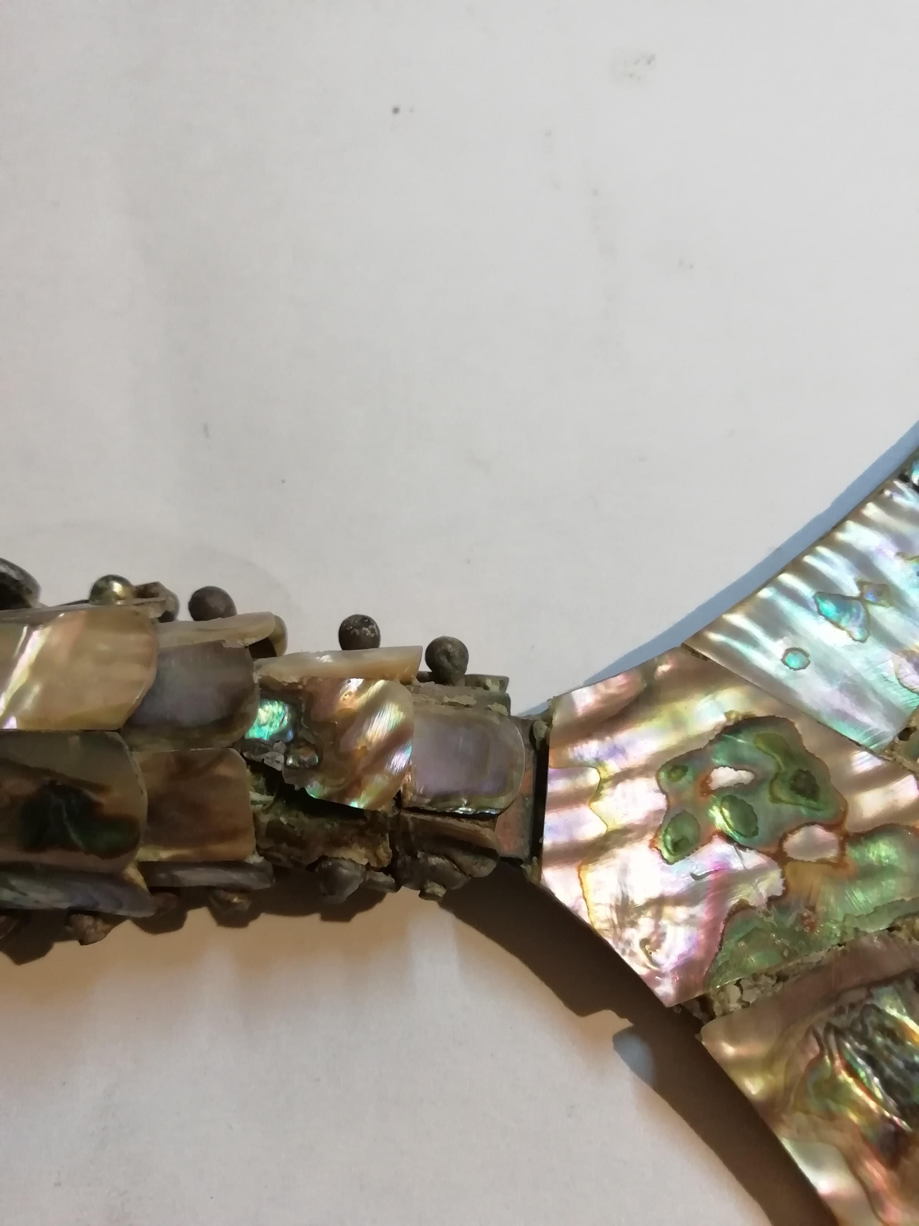 Mexican MCM Los Castillo Abalone Shell and Brass Fish 4