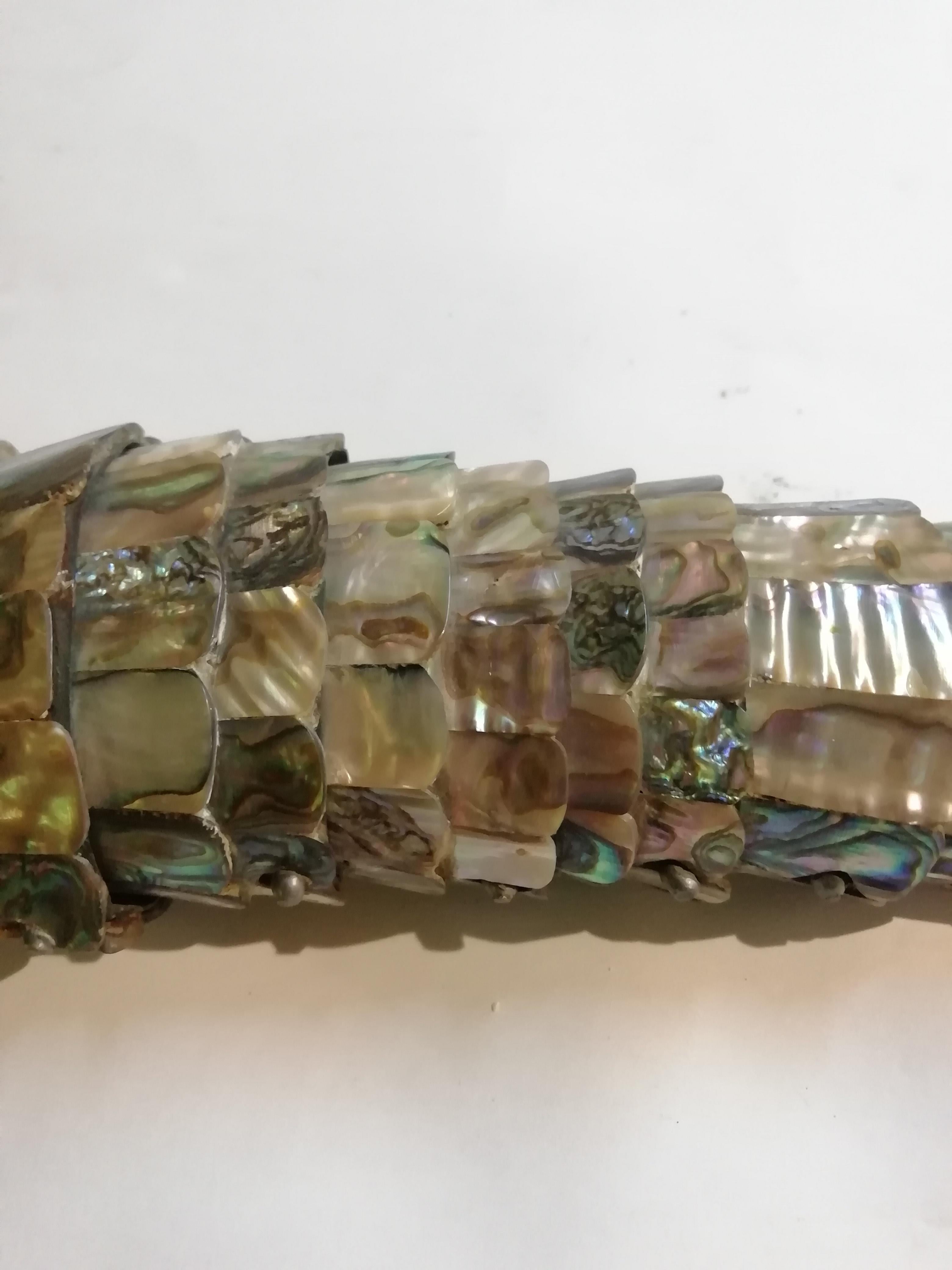 Mexican MCM Los Castillo Abalone Shell and Brass Fish 2
