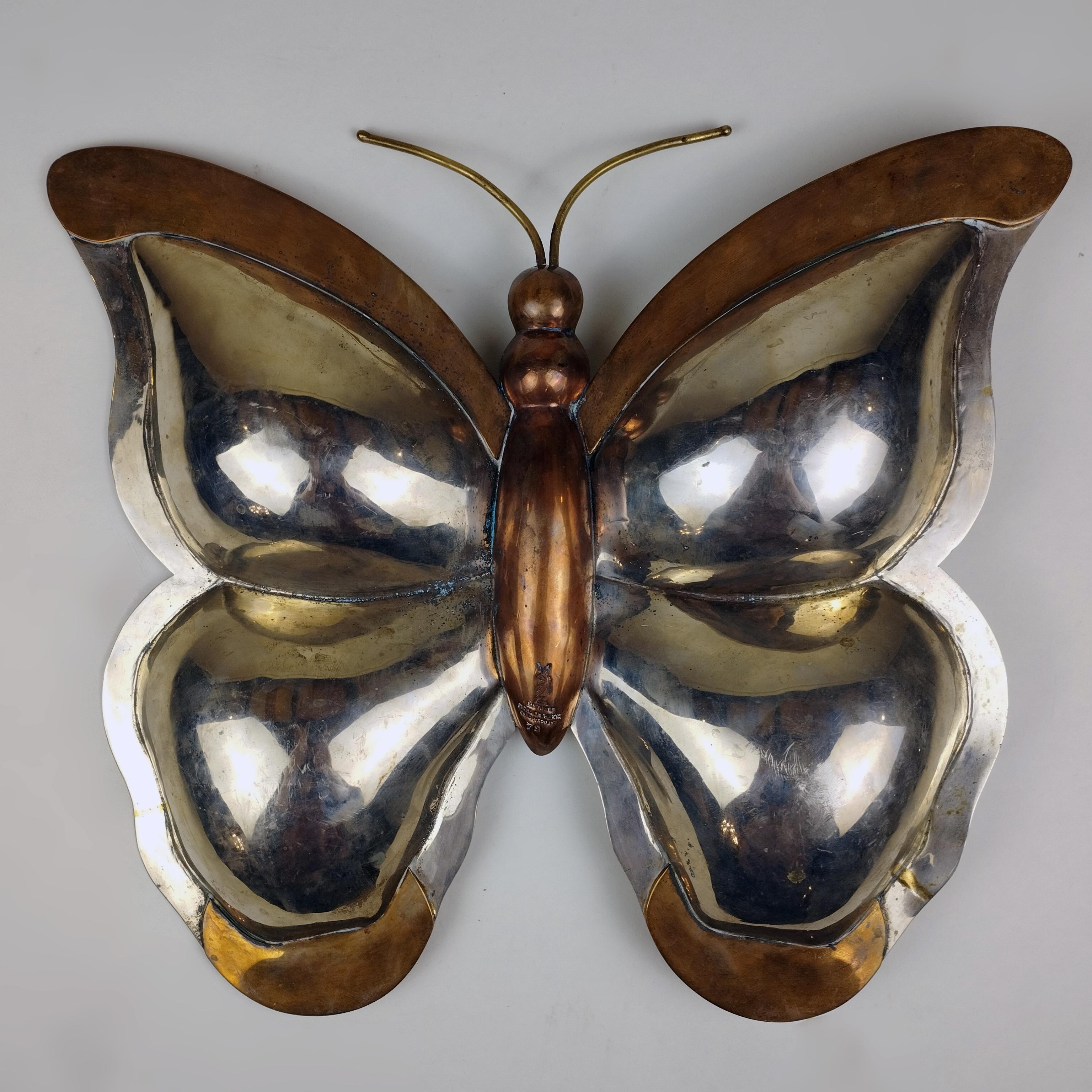 Silver Plate Mexican Metales Casados Butterfly Snack Plate