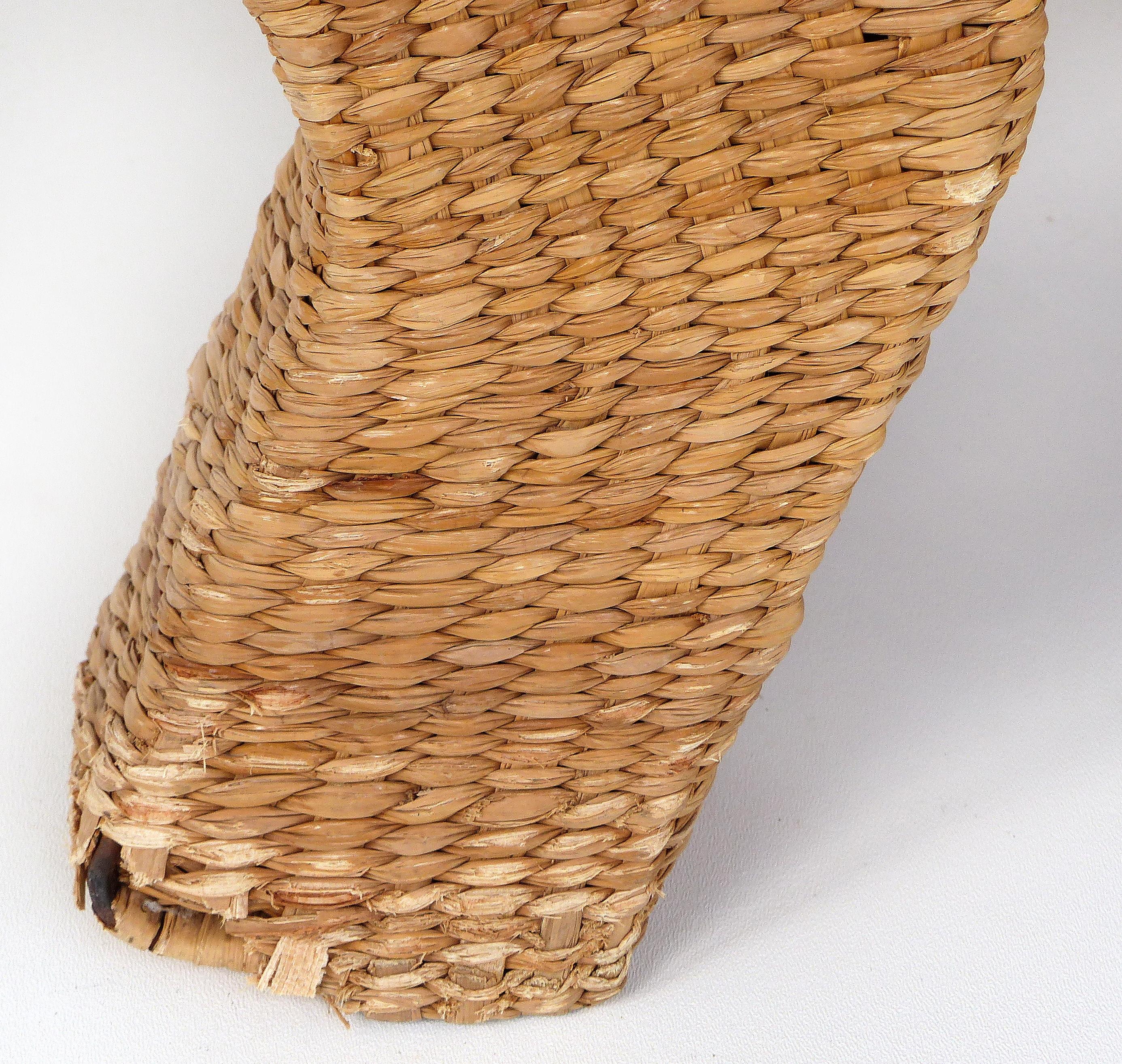 Mario Lopez Torres Coyote Bench, Mid-Century Modern Woven Reed & Copper, Mexico 6