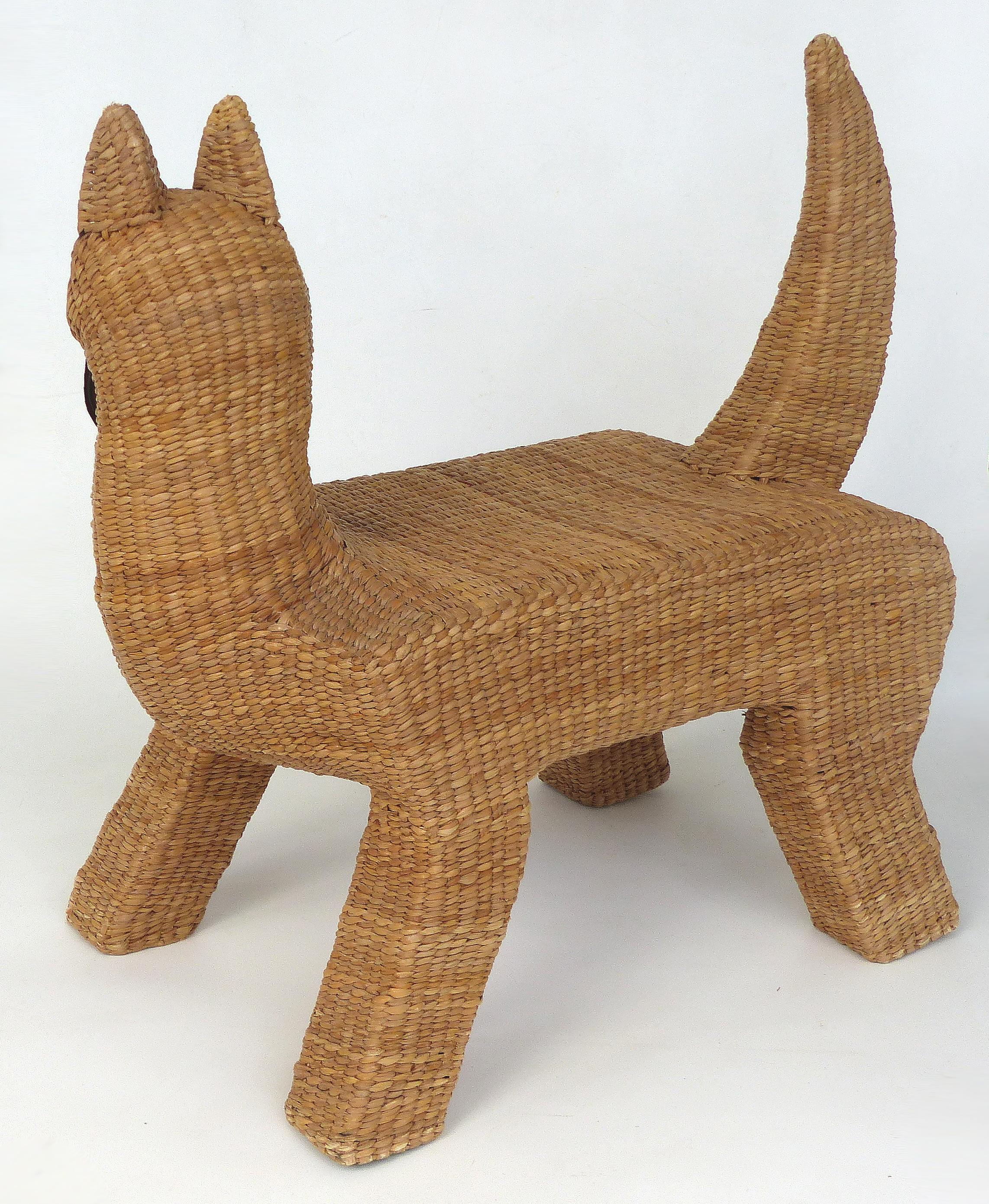 Late 20th Century Mario Lopez Torres Coyote Bench, Mid-Century Modern Woven Reed & Copper, Mexico