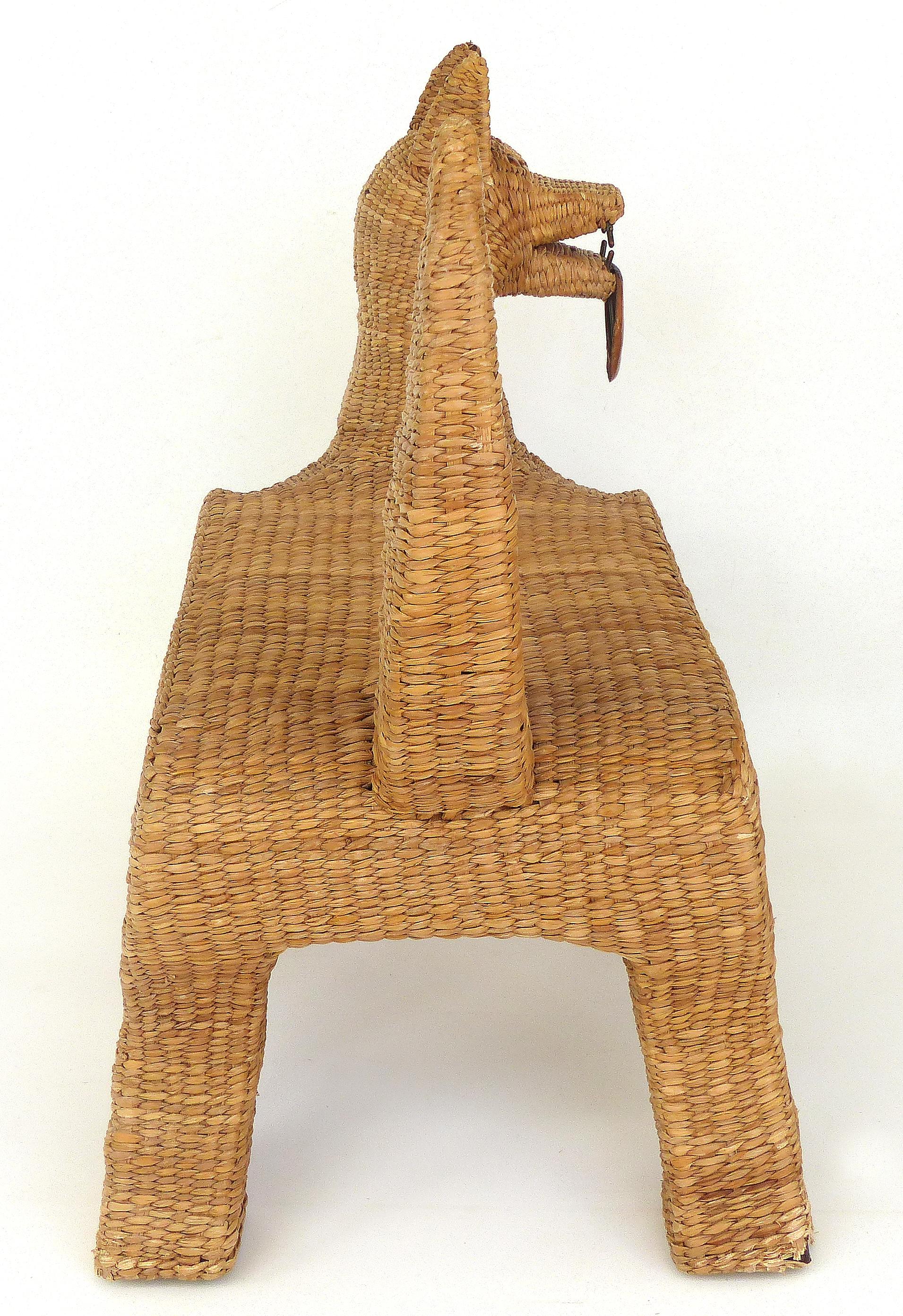Mario Lopez Torres Coyote Bench, Mid-Century Modern Woven Reed & Copper, Mexico 3