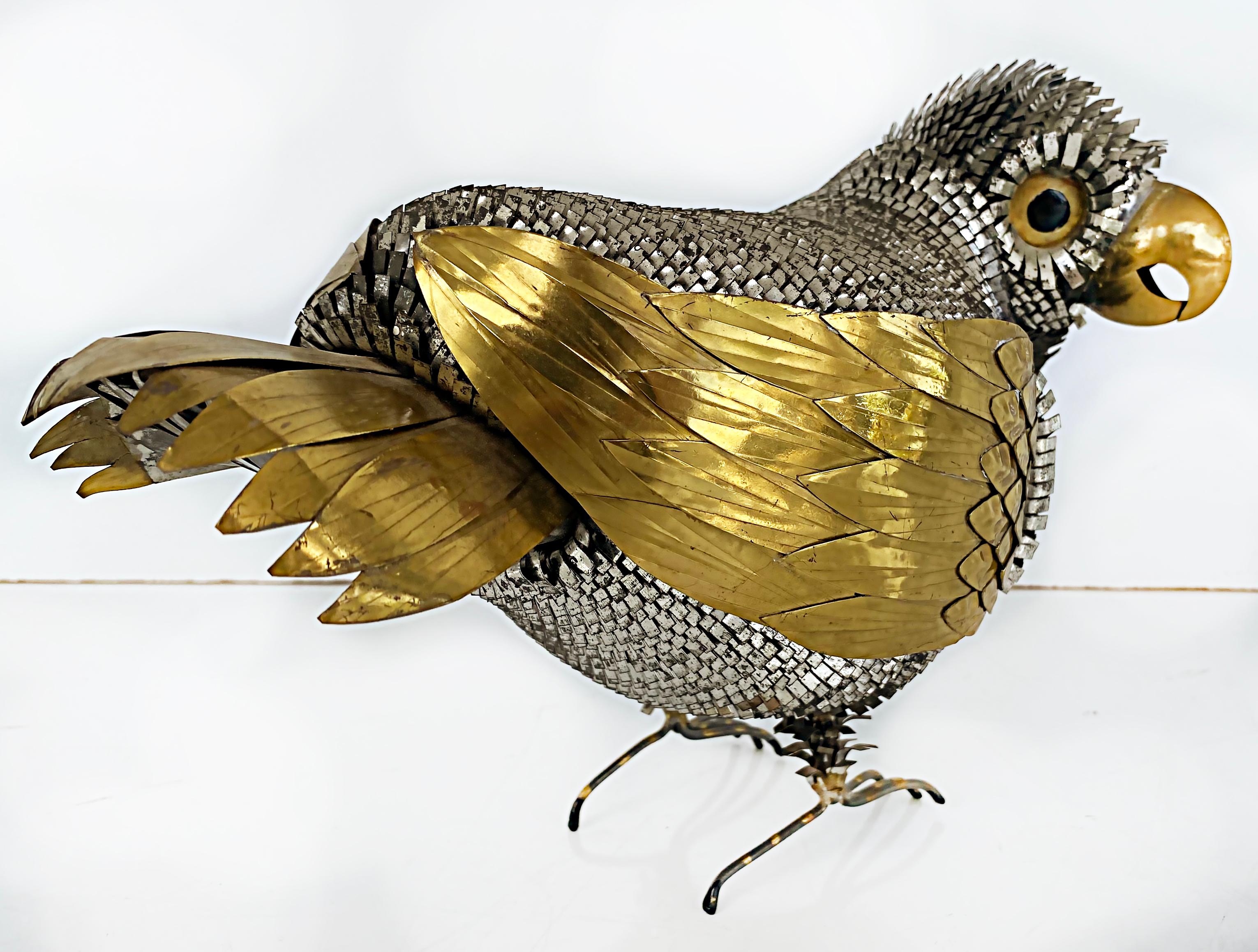 Mid-Century Modern Sergio Bustamante Mexican Mid-Century Bird Sculpture with Mixed Metals 