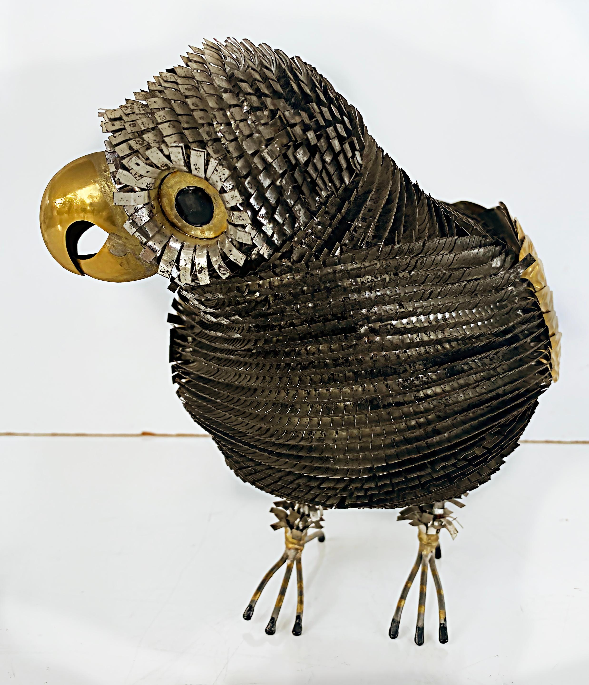 Sergio Bustamante Mexican Mid-Century Bird Sculpture with Mixed Metals  In Good Condition In Miami, FL