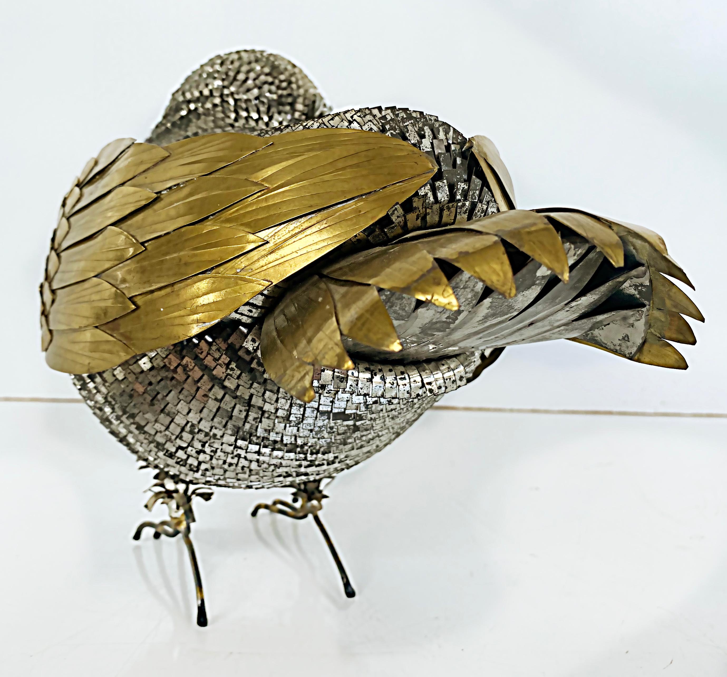 20th Century Sergio Bustamante Mexican Mid-Century Bird Sculpture with Mixed Metals 
